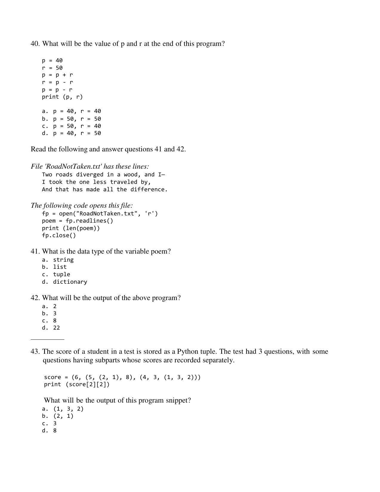 CBSE Class 12 Computer Science Term 1 Practice Questions 2021-22 - Page 10