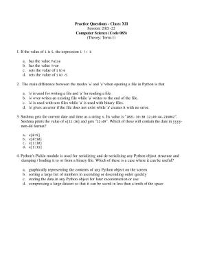 CBSE Class 12 Computer Science Term 1 Practice Questions 2021-22
