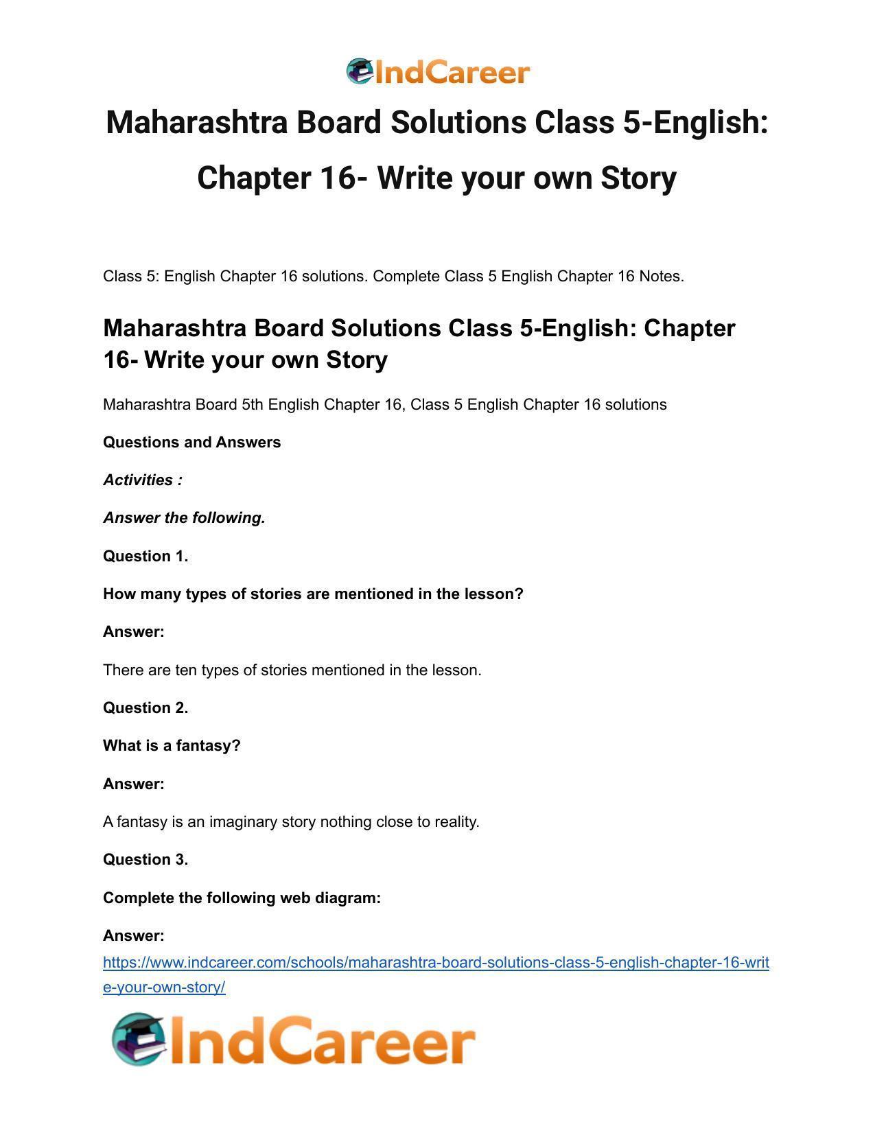Maharashtra Board Solutions Class 5-English: Chapter 16- Write your own Story - Page 2