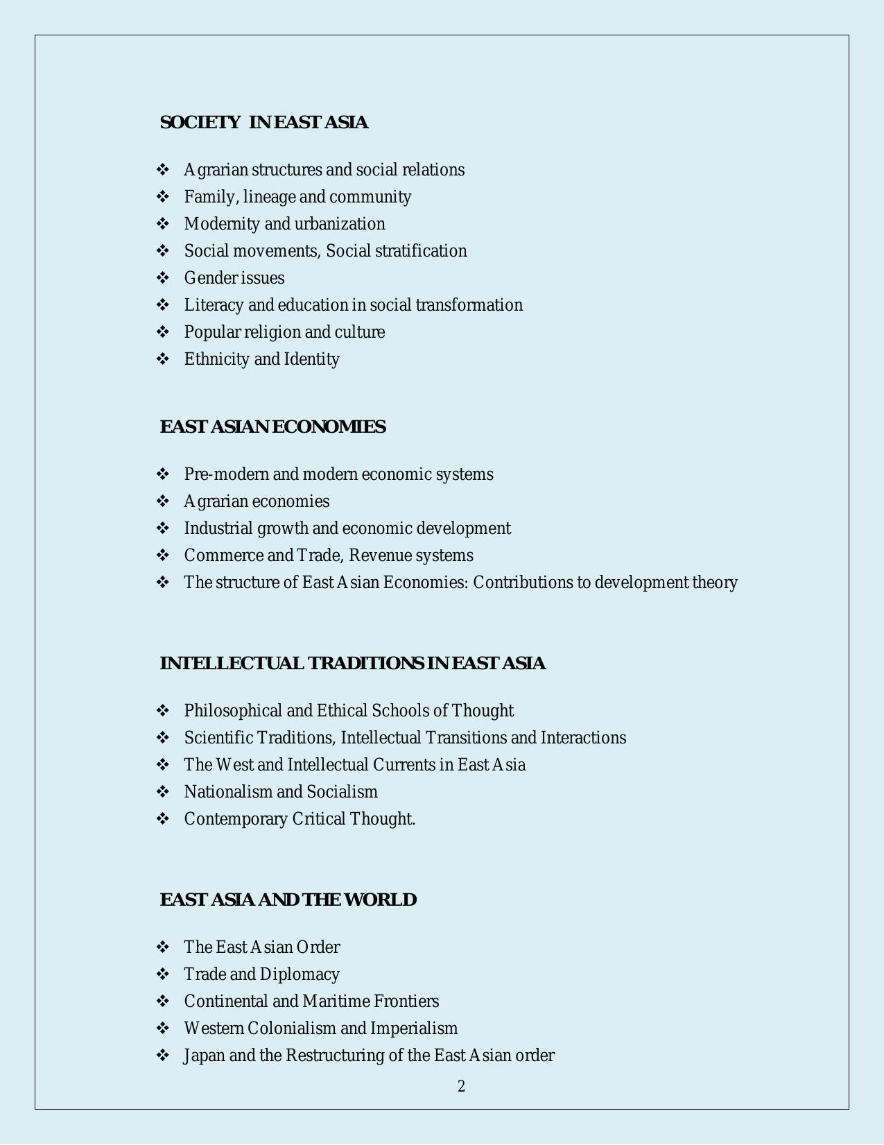 NTA PhD Entrance Exam East Asian Studies Syllabus - Page 2