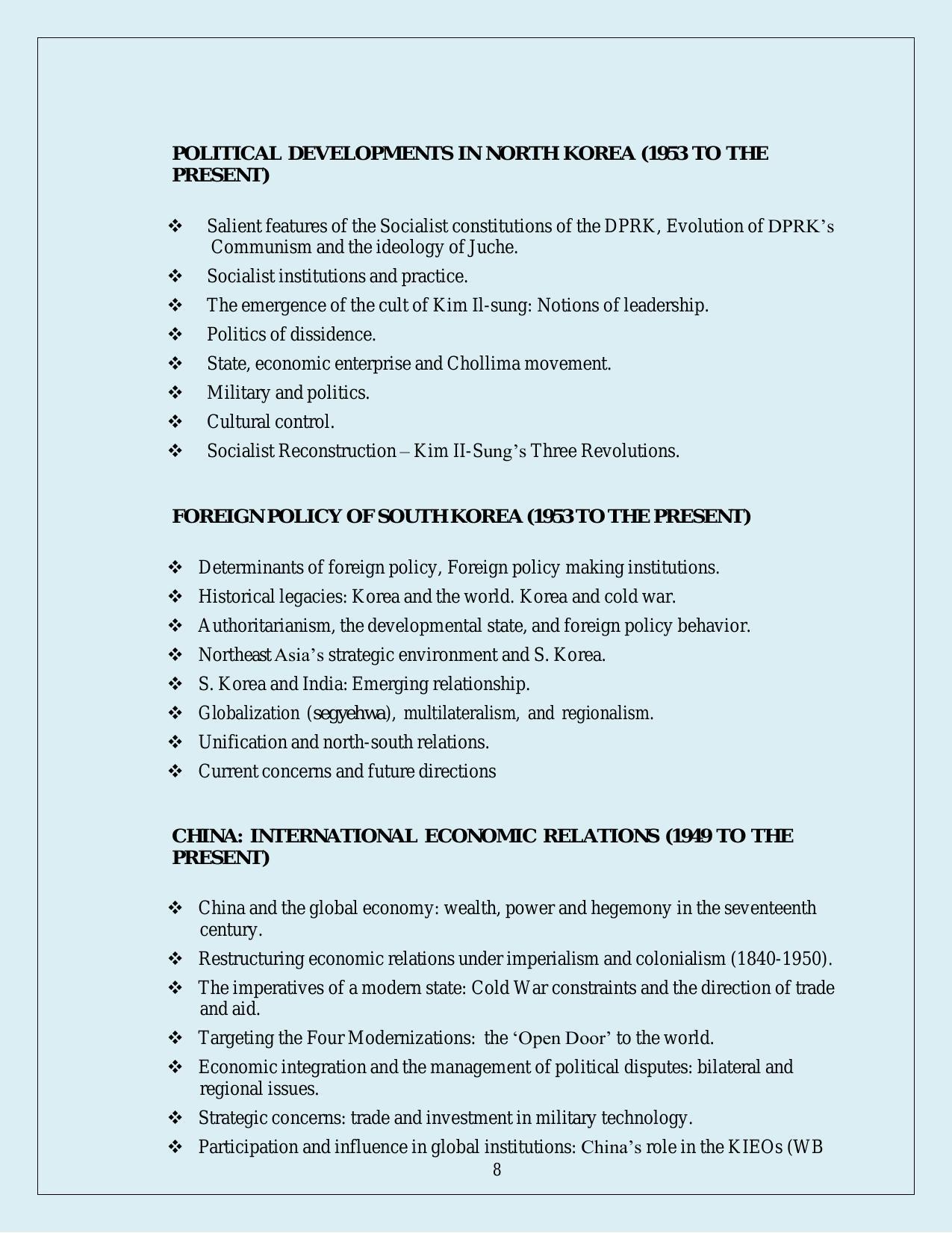 NTA PhD Entrance Exam East Asian Studies Syllabus - Page 8