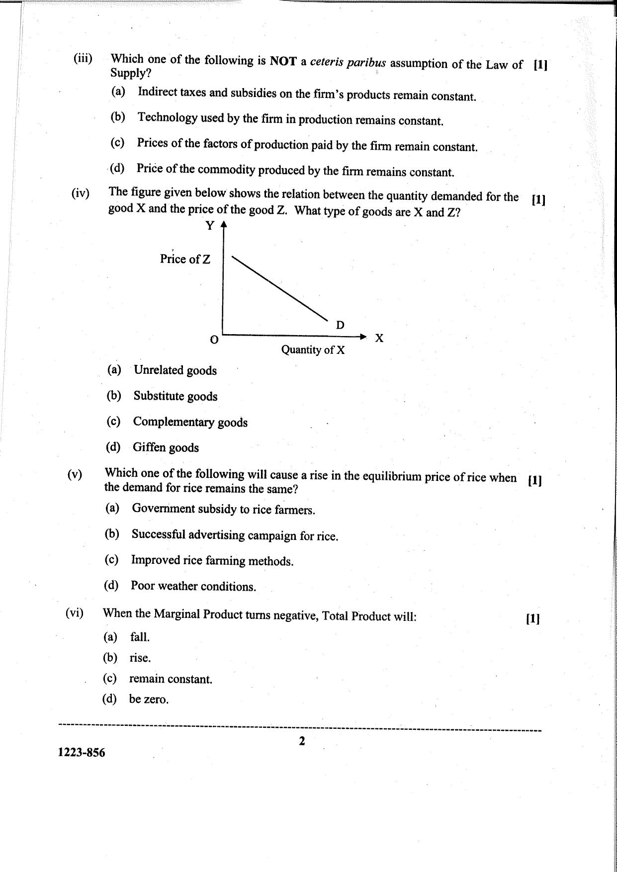 ISC Class 12 Economics 2023 Question Paper - Page 2