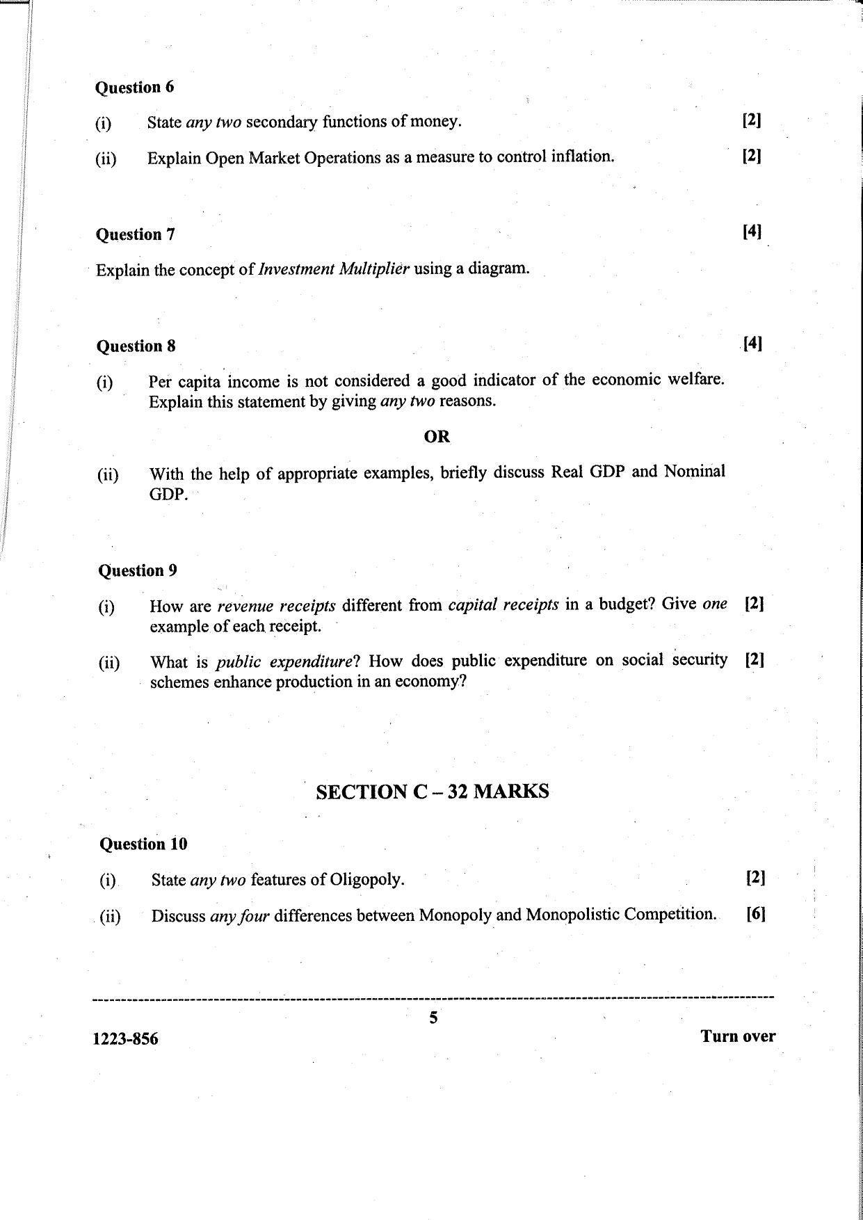 ISC Class 12 Economics 2023 Question Paper - Page 5