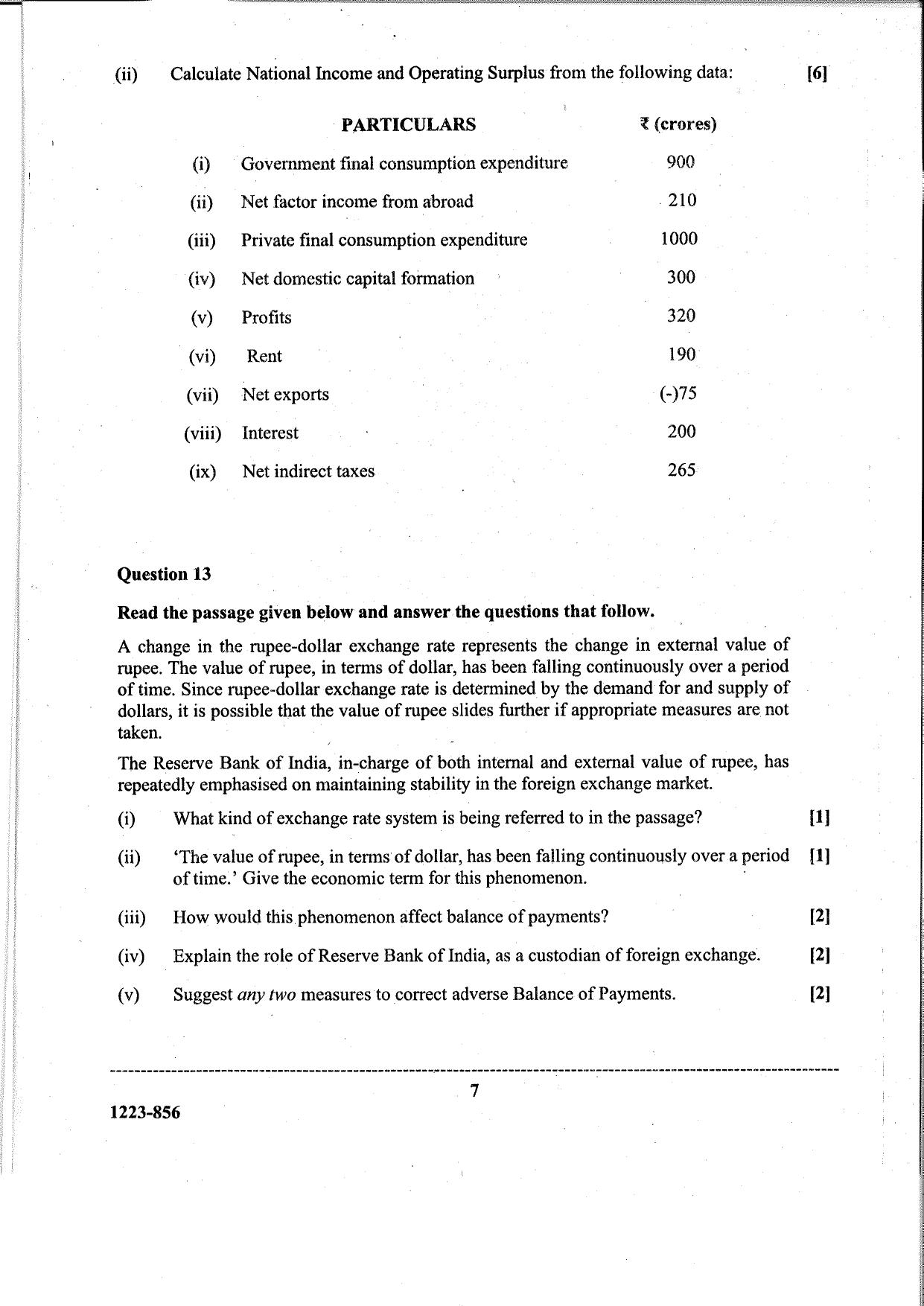 ISC Class 12 Economics 2023 Question Paper - Page 7