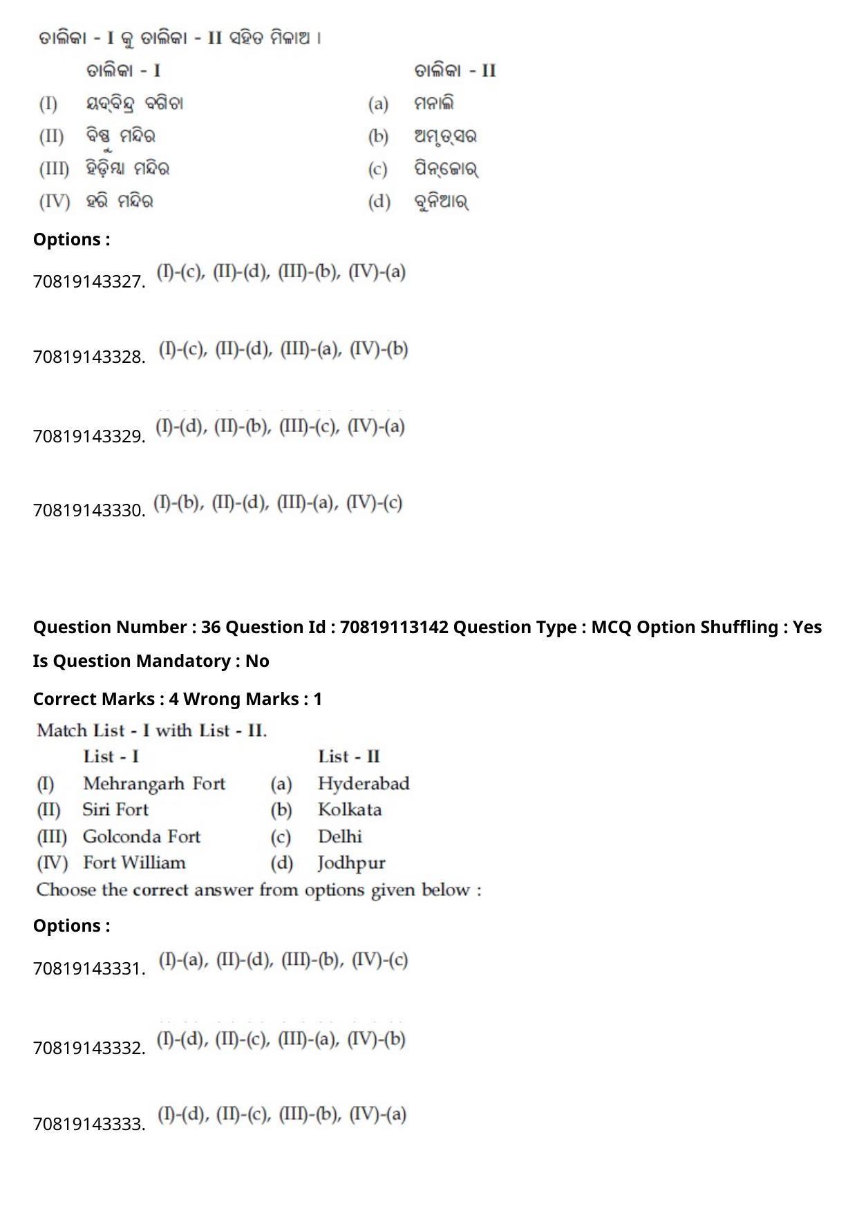 JEE Mains 2021: B Arch & B Planning Odiya (Shift 2) 23-02-2021 Question Paper - Page 41