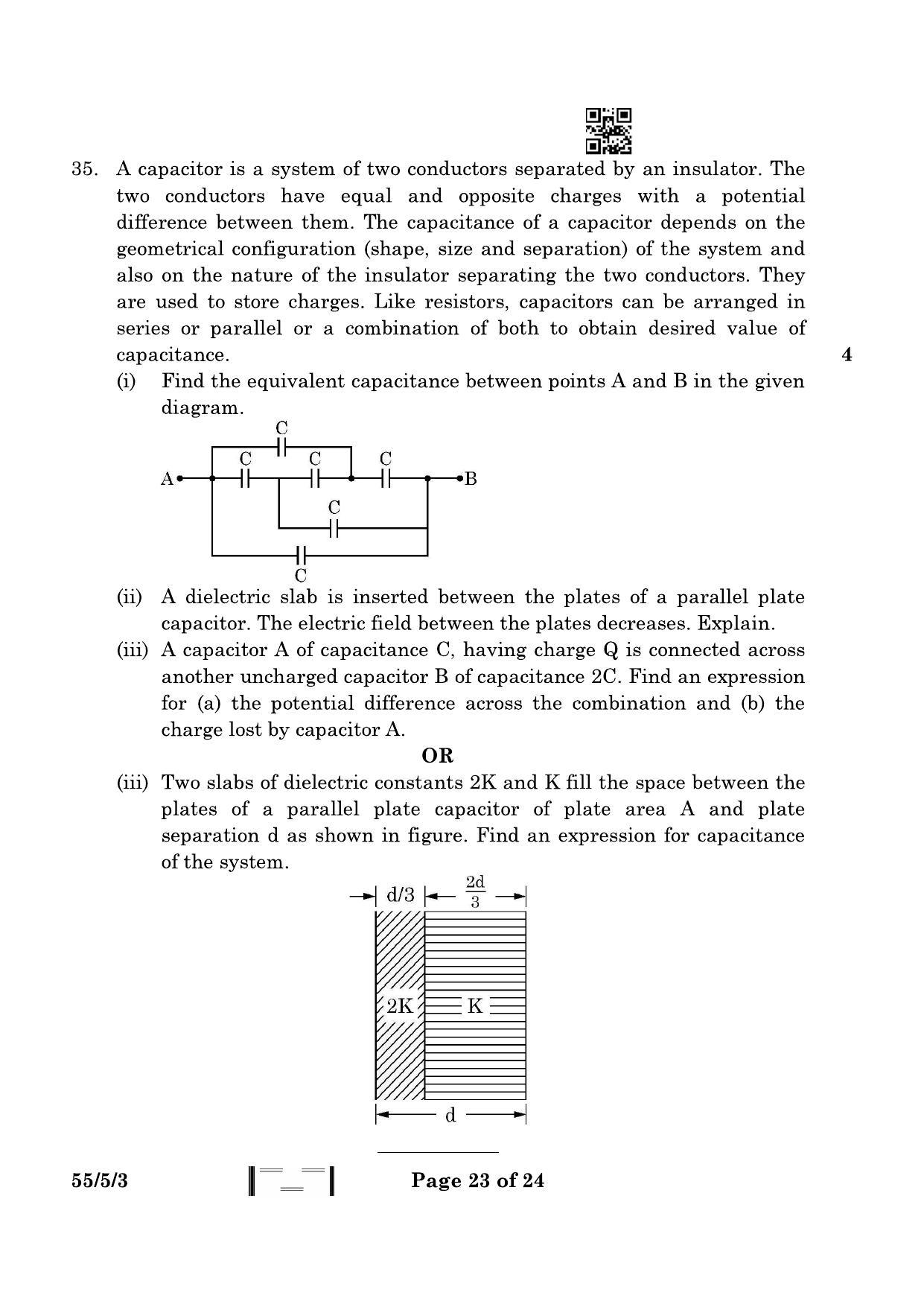 CBSE Class 12 55-5-3 Physics 2023 Question Paper - Page 23