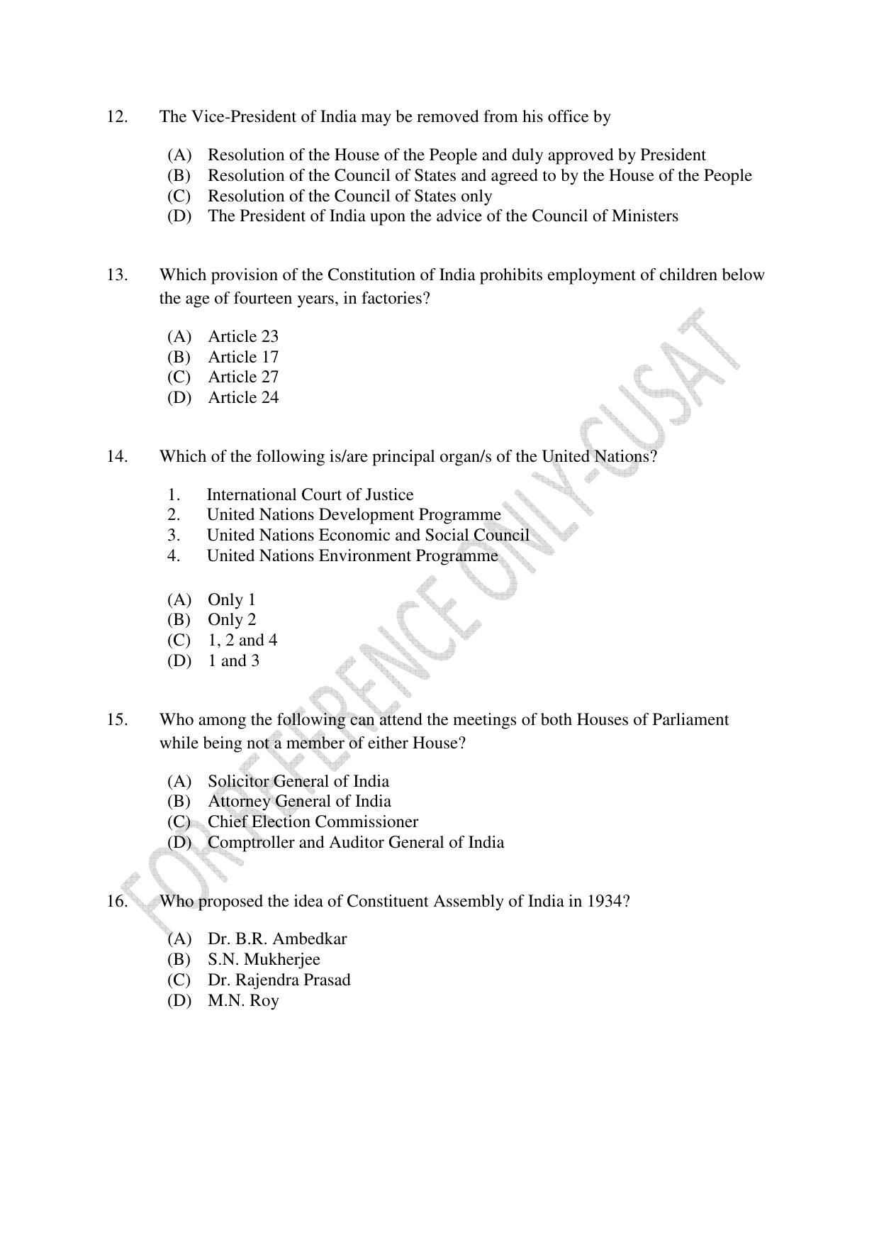 CUSAT CAT 2022 Aptitude Test for Five year BBA LLB Hons or BCom LLB Hons First Shift Question Paper - Page 3
