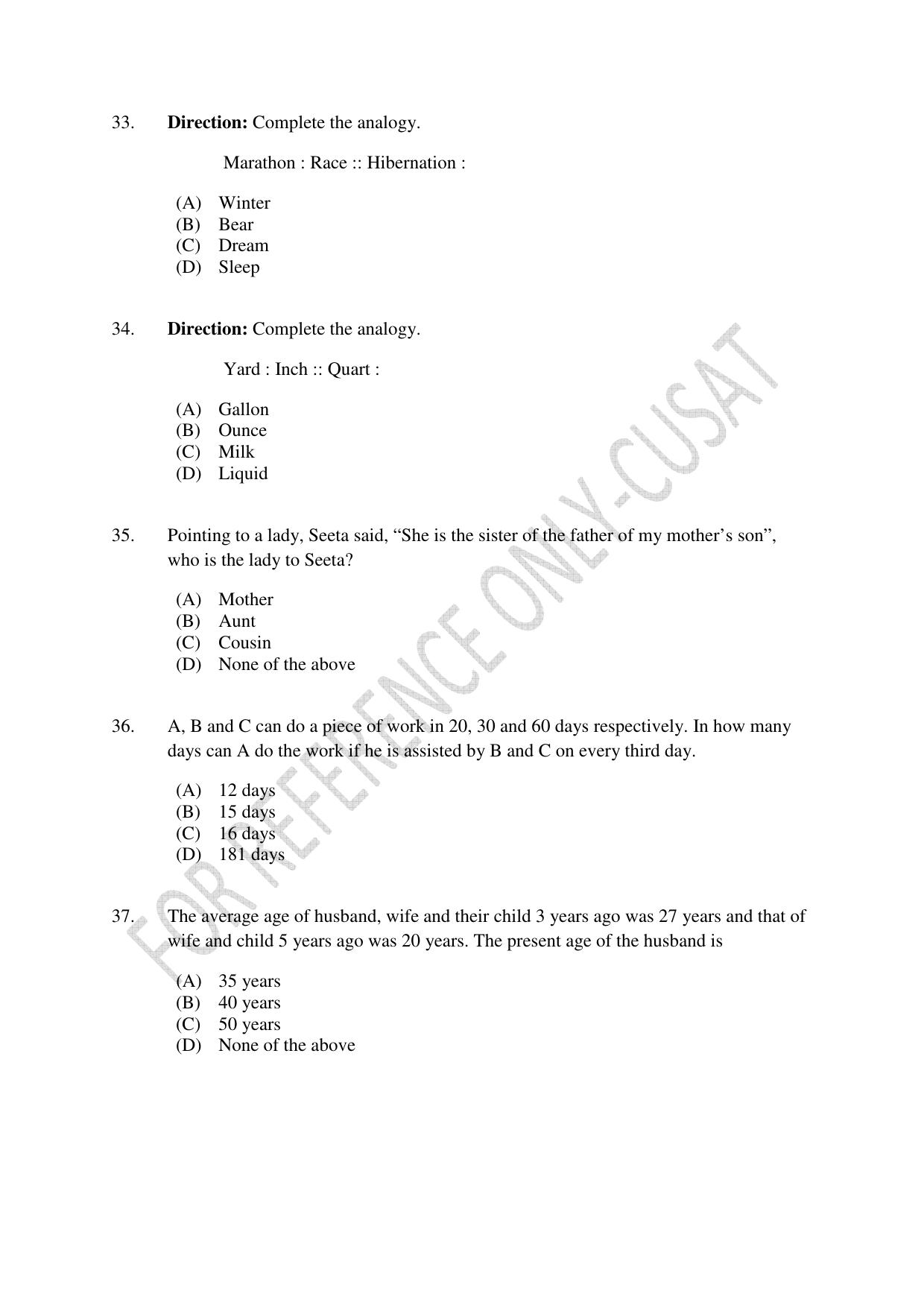 CUSAT CAT 2022 Aptitude Test for Five year BBA LLB Hons or BCom LLB Hons First Shift Question Paper - Page 7