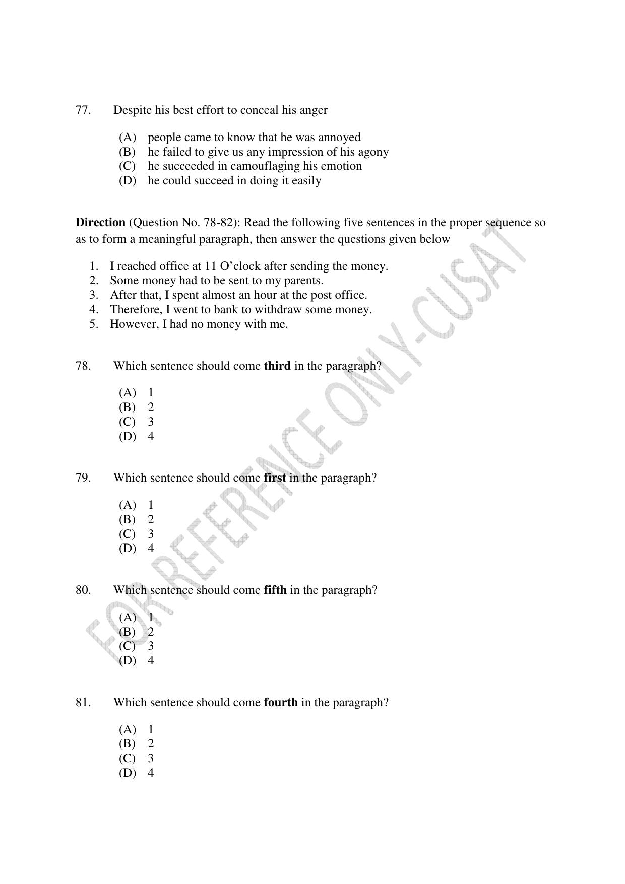 CUSAT CAT 2022 Aptitude Test for Five year BBA LLB Hons or BCom LLB Hons First Shift Question Paper - Page 16