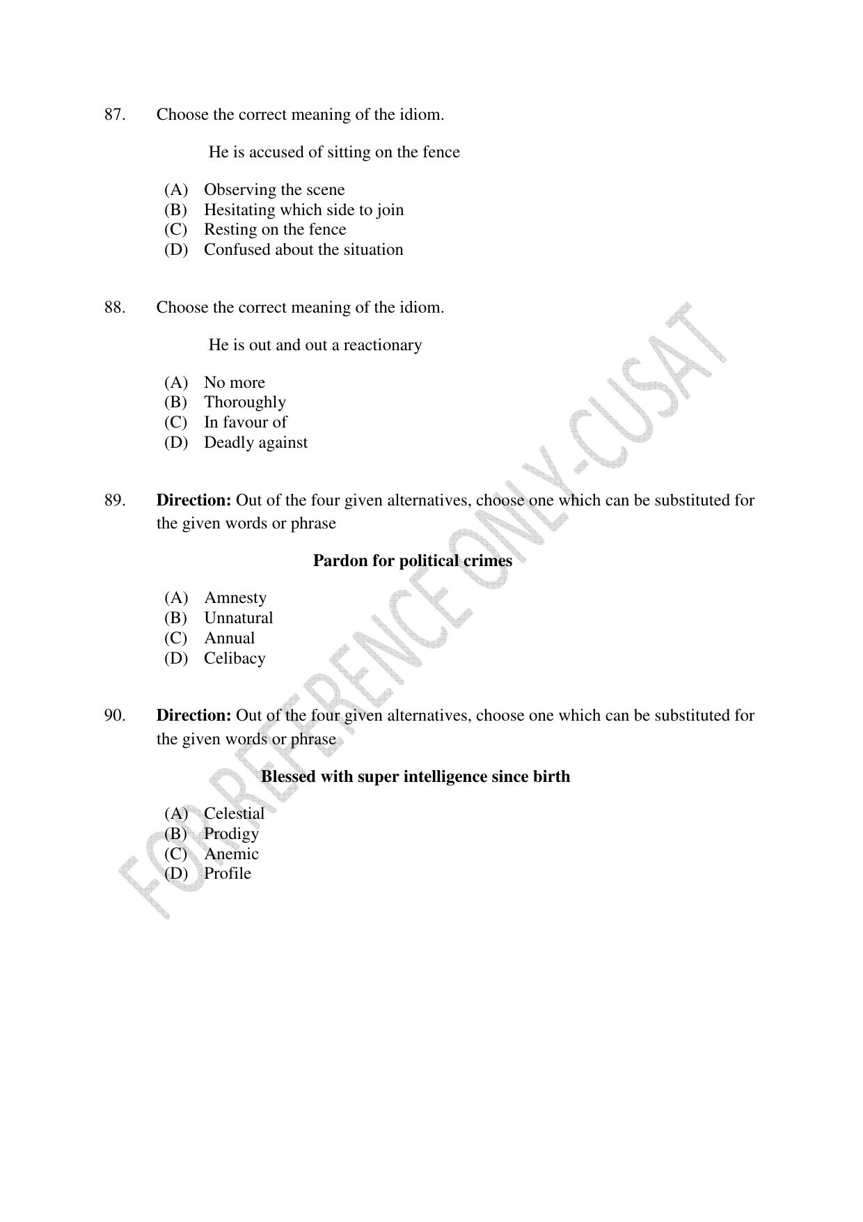 CUSAT CAT 2022 Aptitude Test for Five year BBA LLB Hons or BCom LLB Hons First Shift Question Paper - Page 19