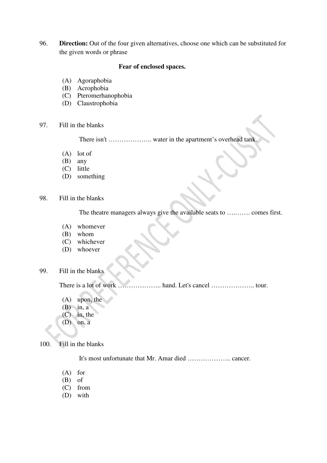 CUSAT CAT 2022 Aptitude Test for Five year BBA LLB Hons or BCom LLB Hons First Shift Question Paper - Page 21