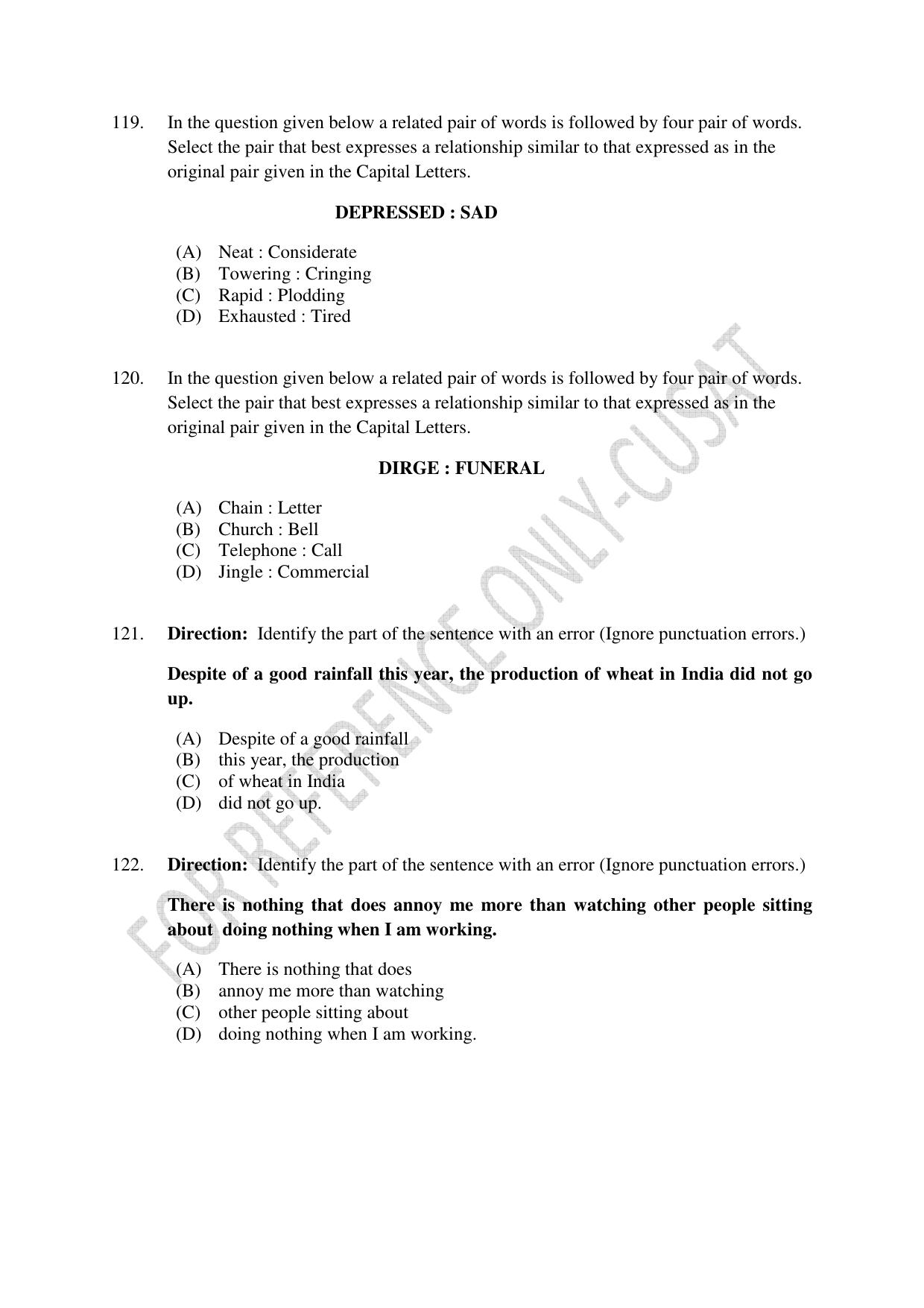 CUSAT CAT 2022 Aptitude Test for Five year BBA LLB Hons or BCom LLB Hons First Shift Question Paper - Page 26
