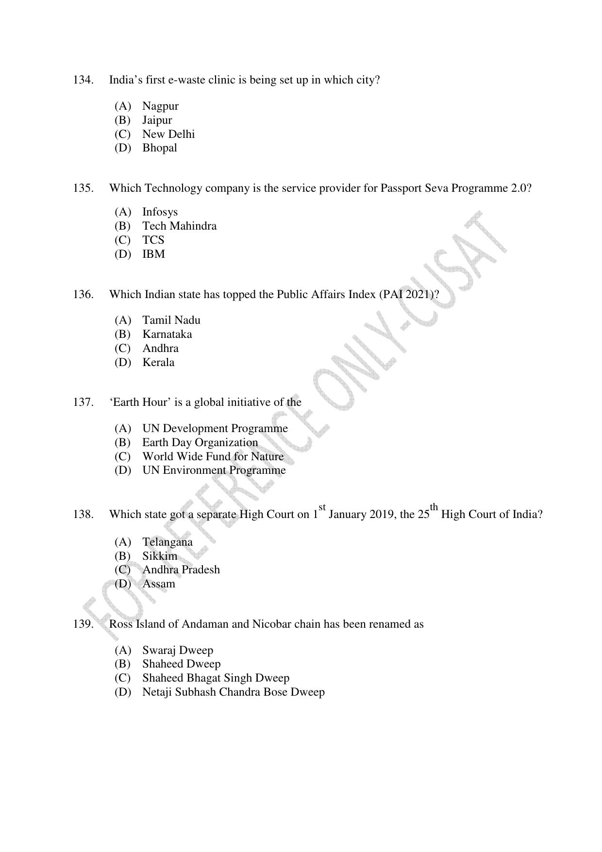 CUSAT CAT 2022 Aptitude Test for Five year BBA LLB Hons or BCom LLB Hons First Shift Question Paper - Page 29