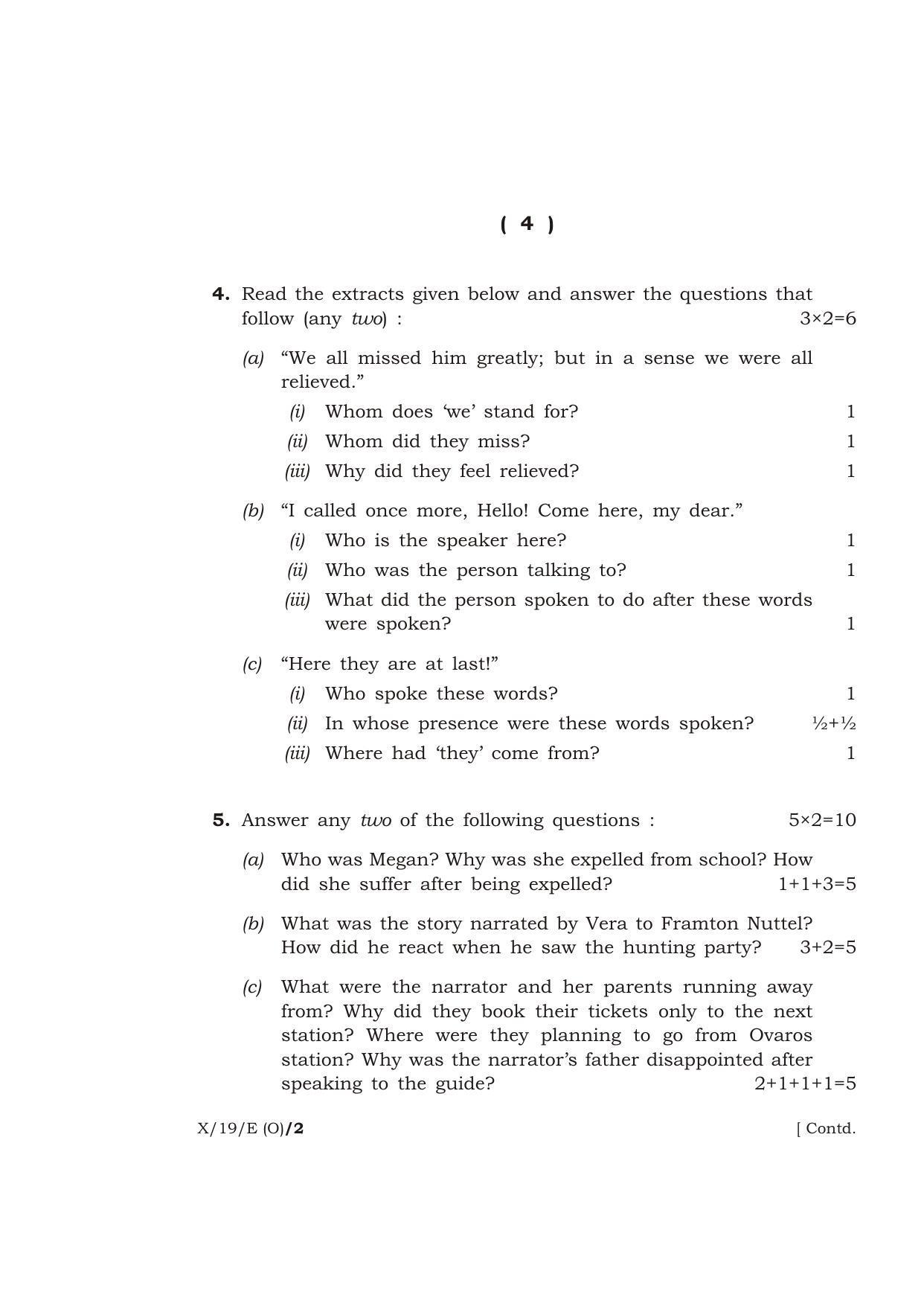 Meghalaya Board (MBOSE) Class 10 ENGLISH ( Old Course ) 2019 Question Paper - Page 4
