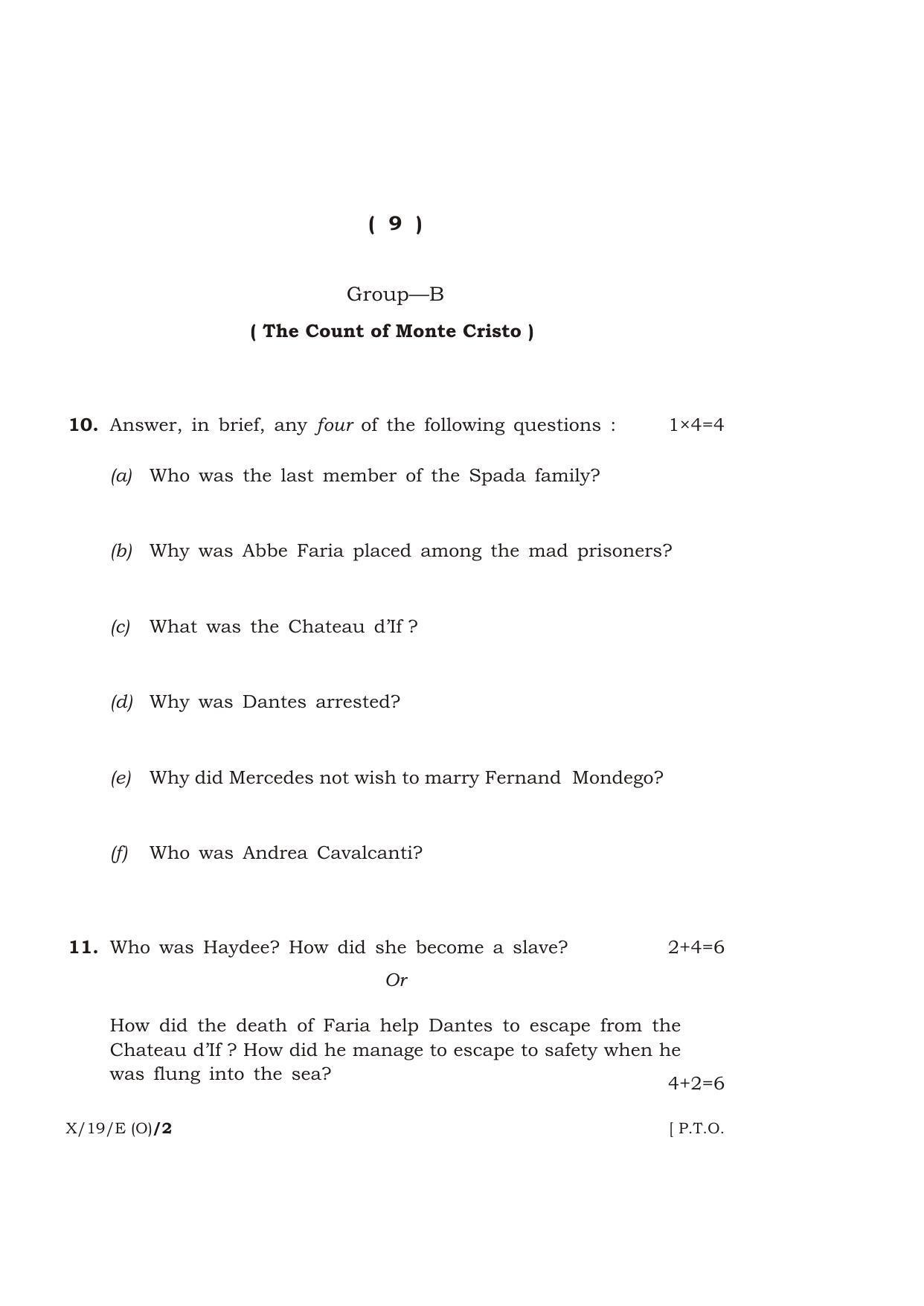 Meghalaya Board (MBOSE) Class 10 ENGLISH ( Old Course ) 2019 Question Paper - Page 9