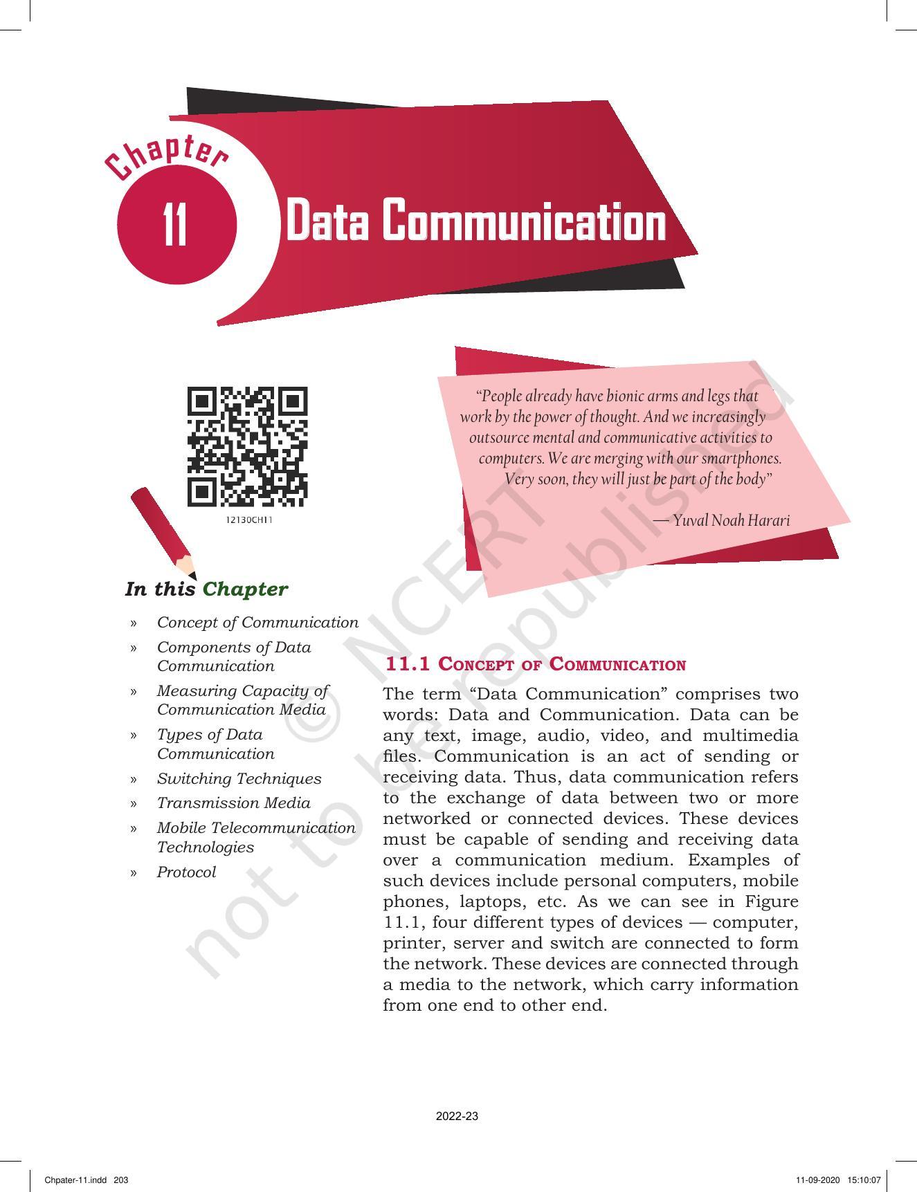 NCERT Book for Class 12 Computer Science Chapter 11 Data Communication - Page 1
