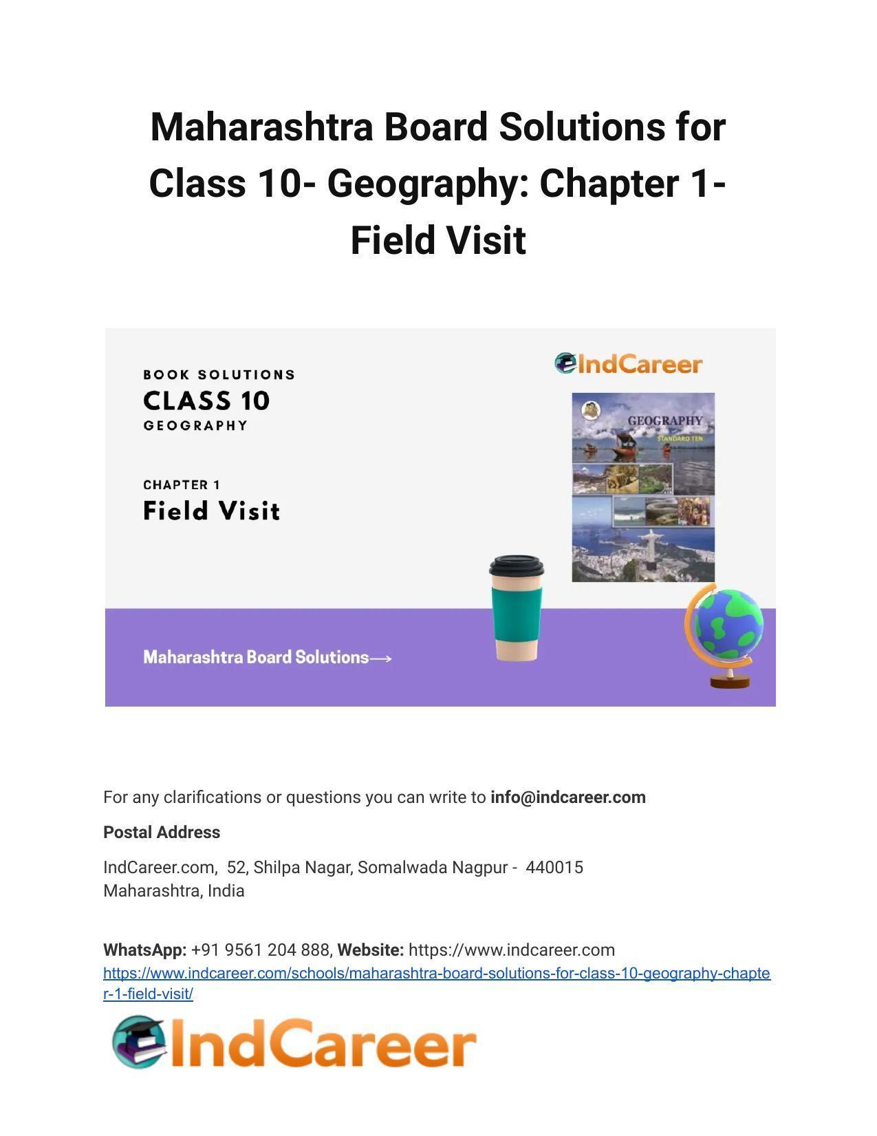 Maharashtra Board Solutions for Class 10- Geography: Chapter 1- Field Visit - Page 1