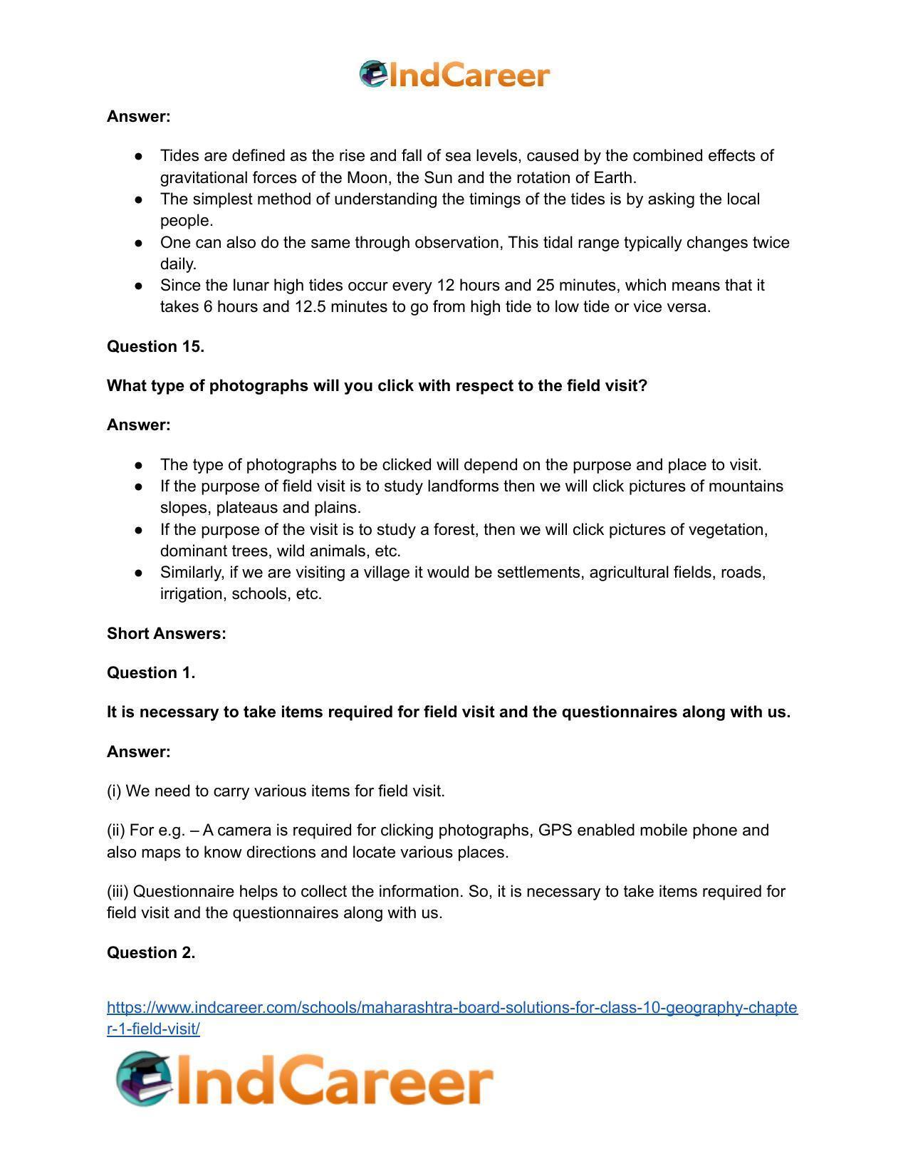 Maharashtra Board Solutions for Class 10- Geography: Chapter 1- Field Visit - Page 10