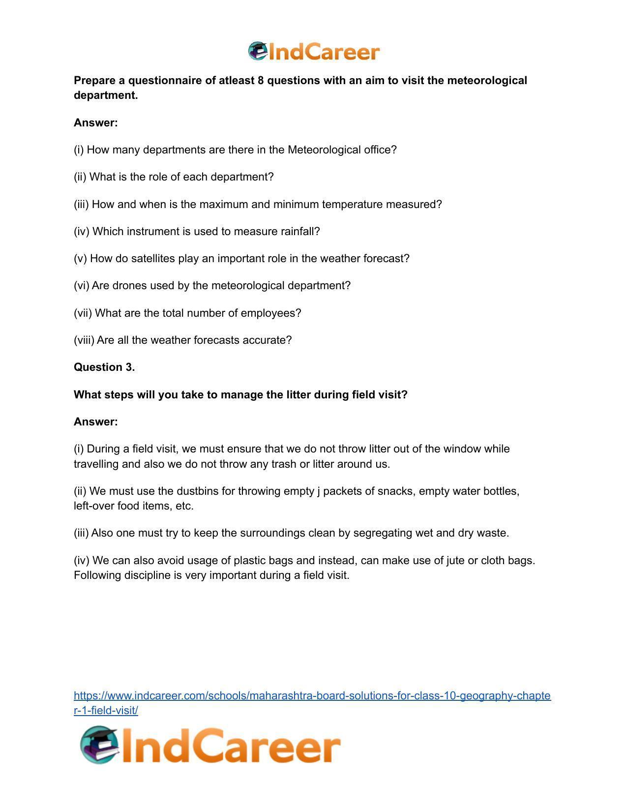 Maharashtra Board Solutions for Class 10- Geography: Chapter 1- Field Visit - Page 11
