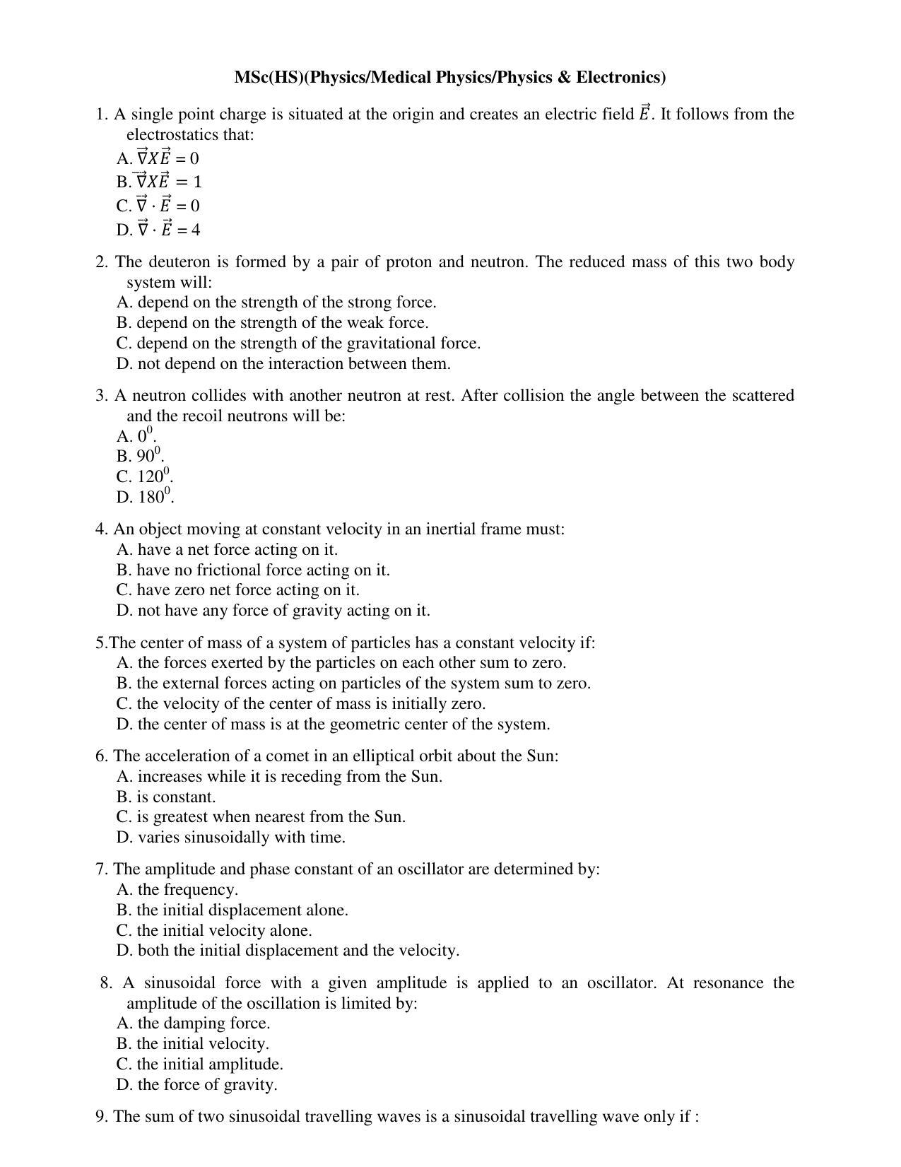 PU CET PG 2017 Question Paper - Page 1