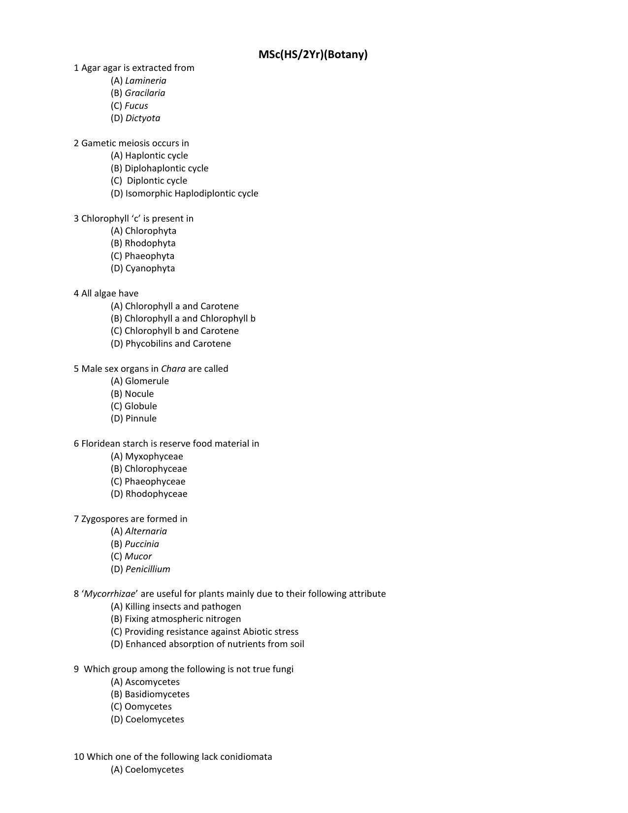 PU CET PG 2017 Question Paper - Page 10