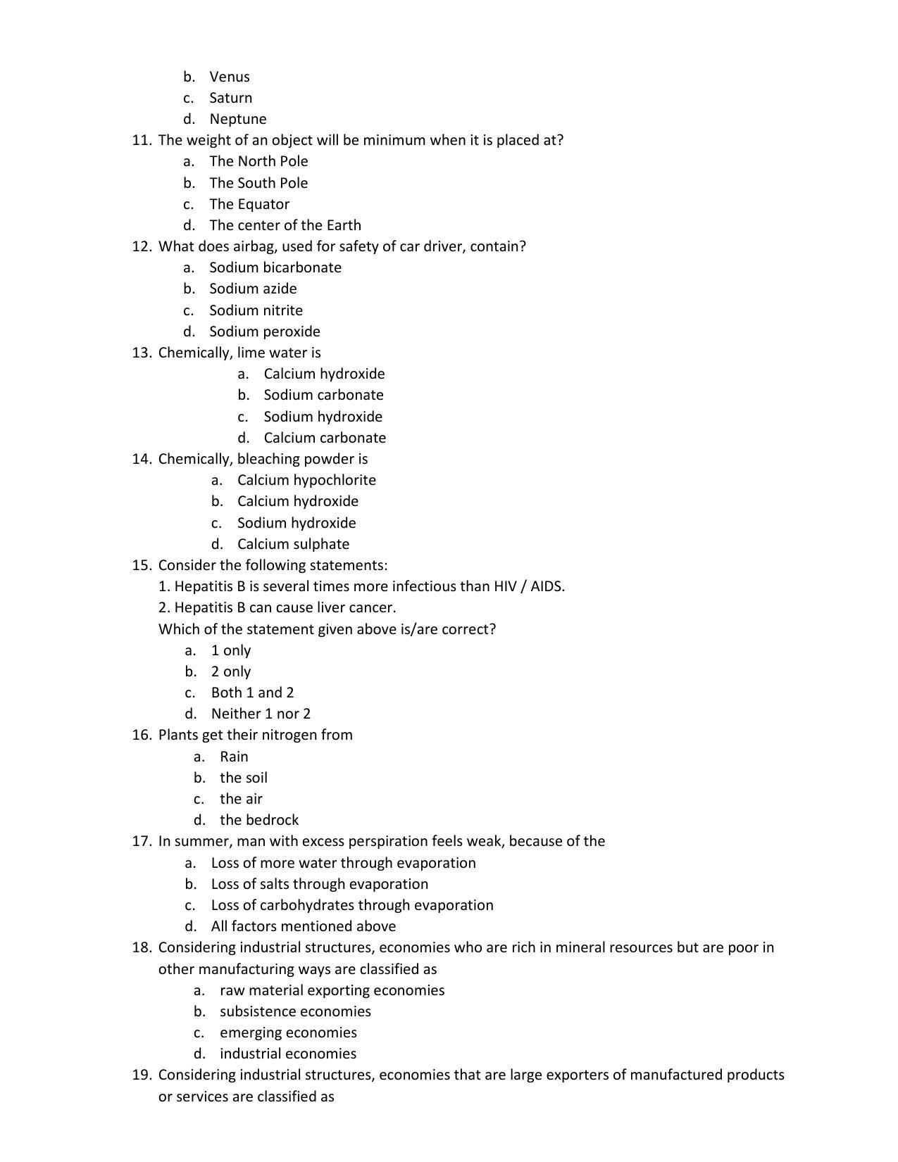 PU CET PG 2017 Question Paper - Page 19