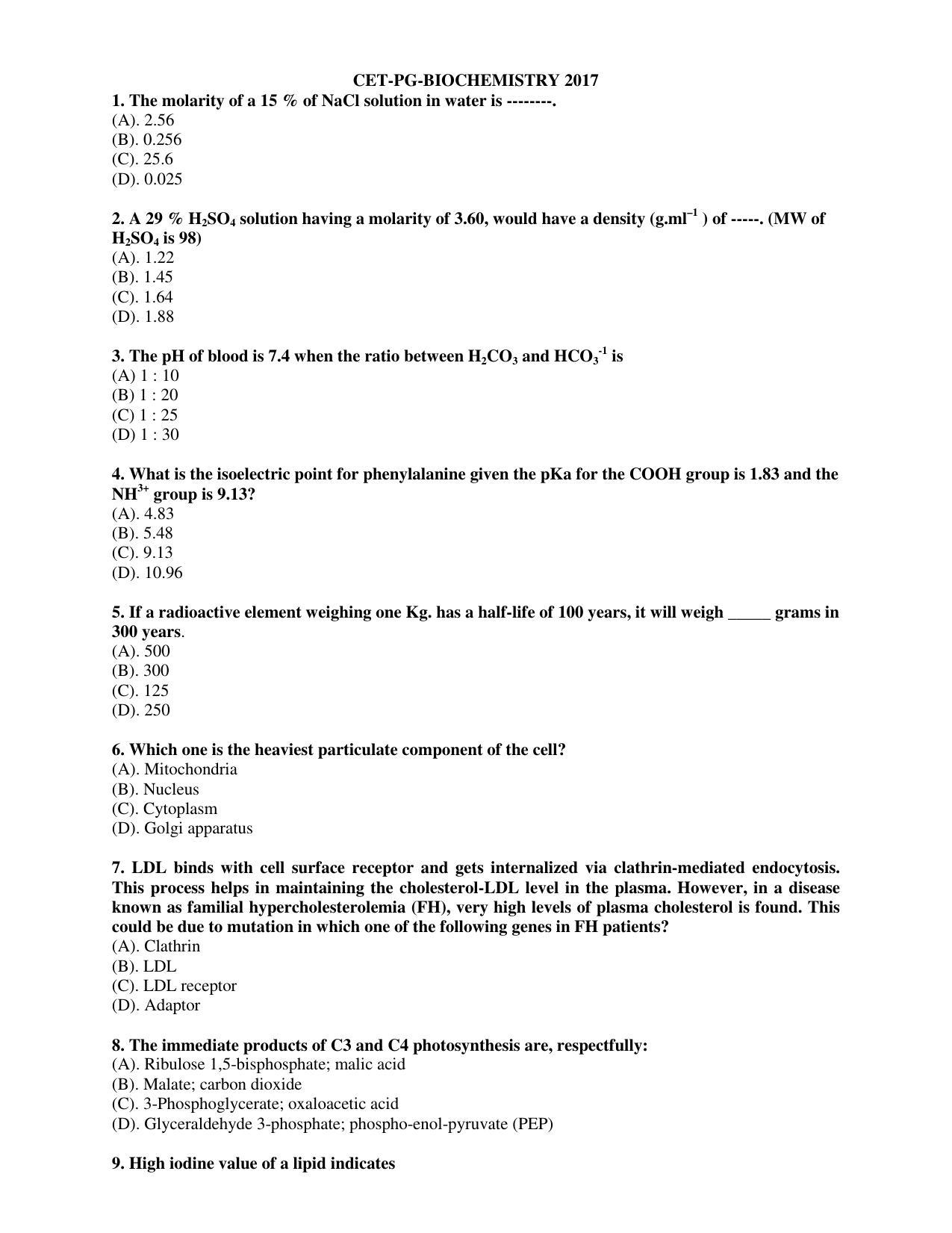 PU CET PG 2017 Question Paper - Page 47