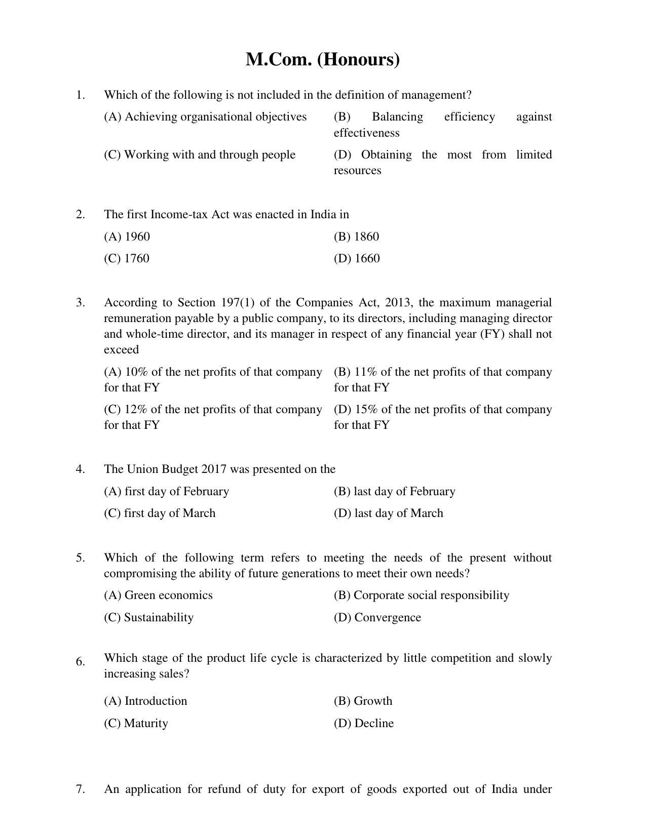 PU CET PG 2017 Question Paper - Page 91