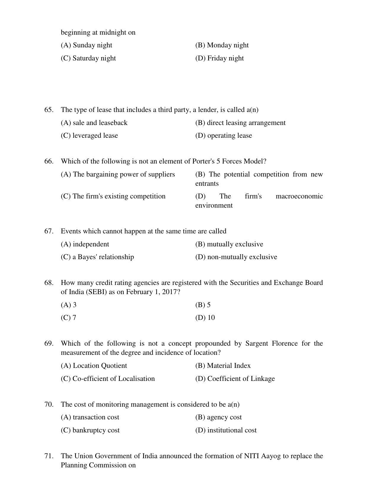 PU CET PG 2017 Question Paper - Page 100