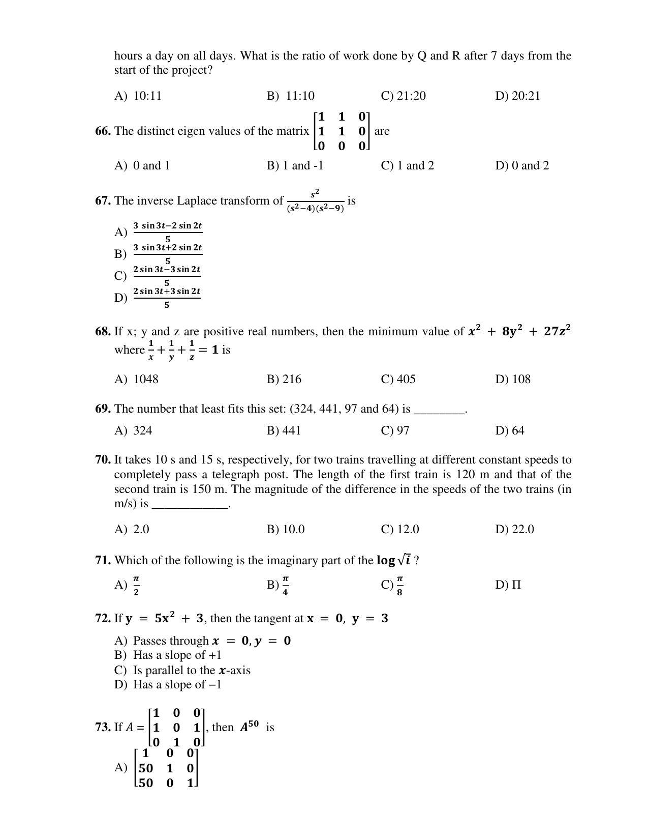 PU CET PG 2017 Question Paper - Page 213