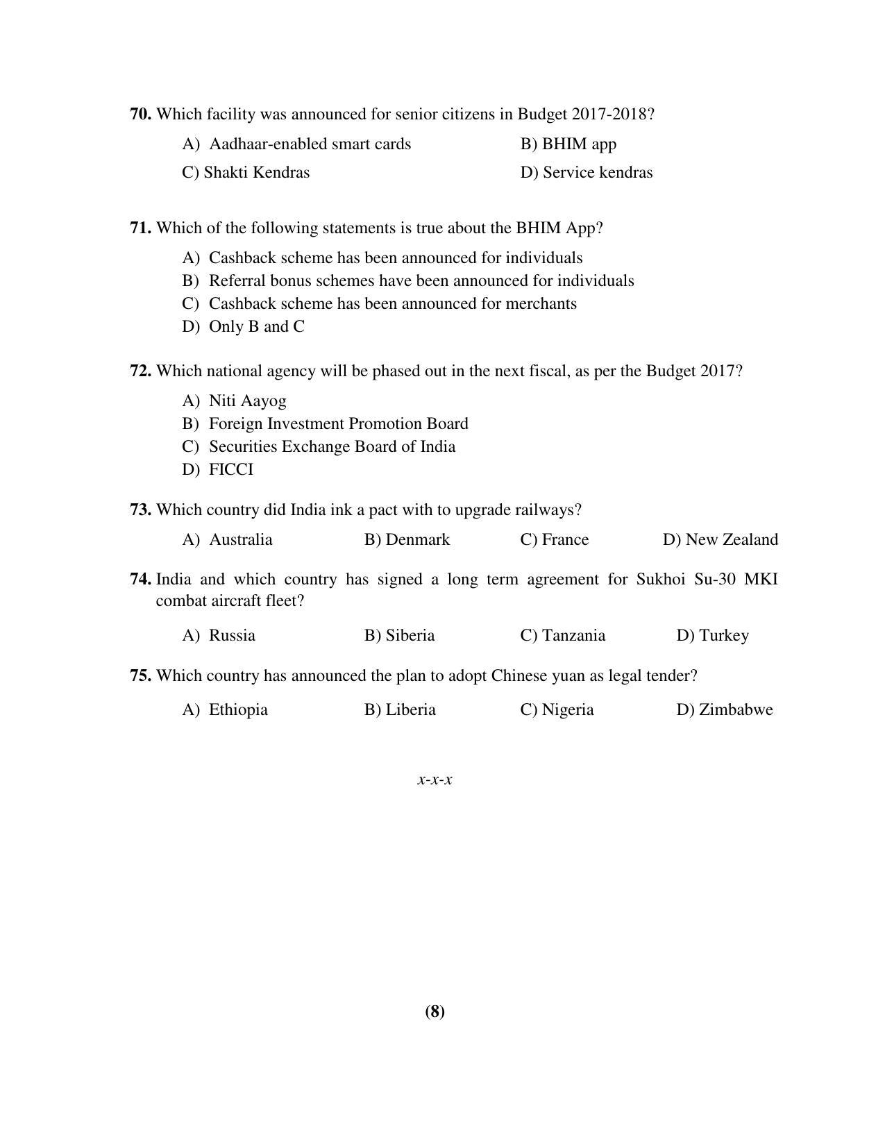 PU CET PG 2017 Question Paper - Page 236