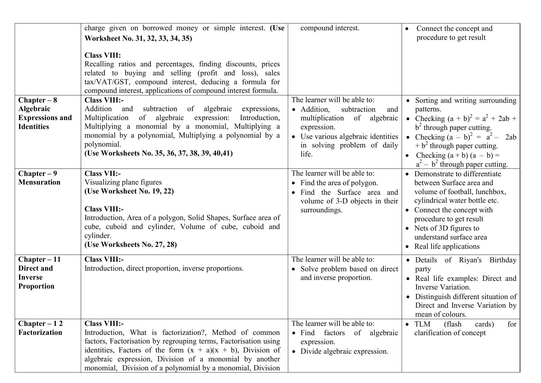 Edudel Class 8 Mathematics (English Medium) Syllabus 2025 - Page 3