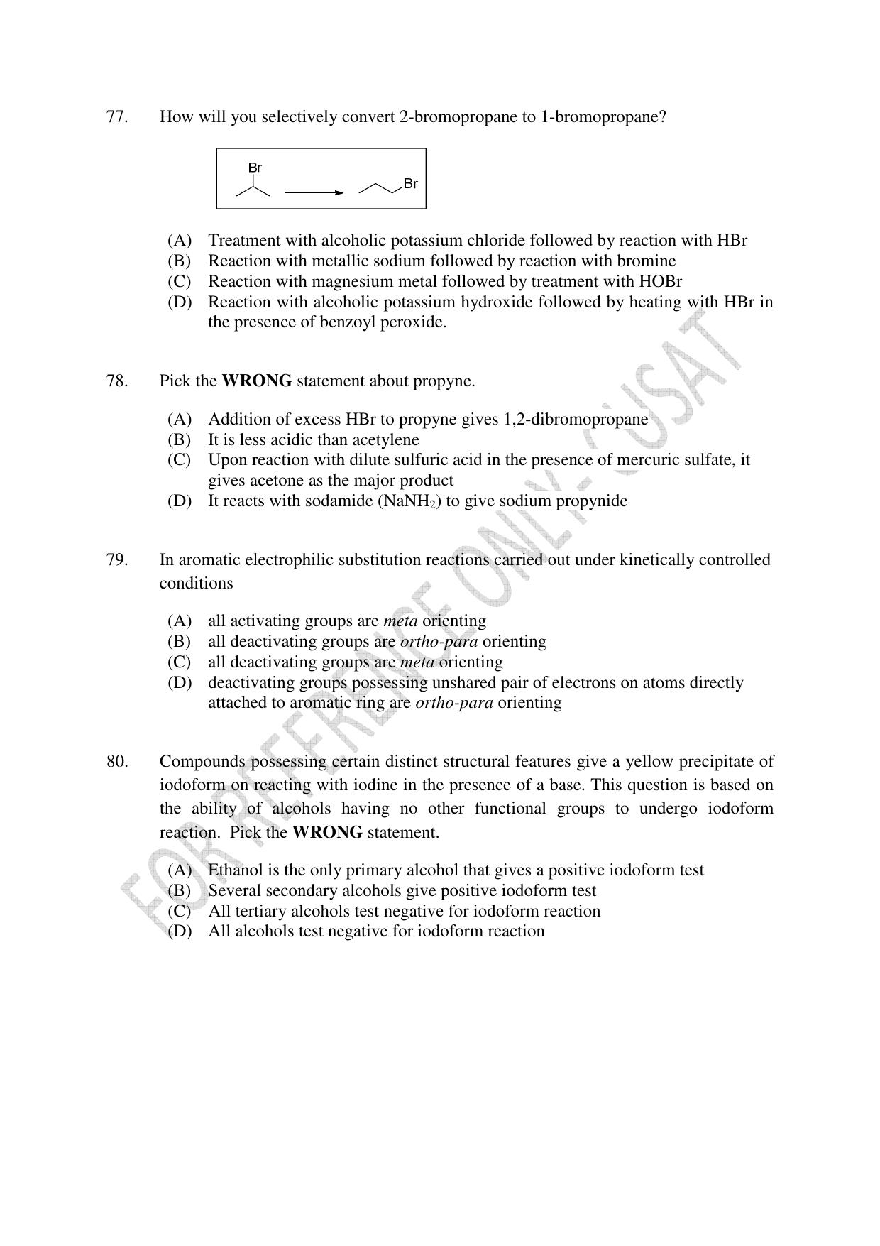 CUSAT CAT 2022 Test in Physics Chemistry and Mathematics (Shift 1) Question Paper - Page 16