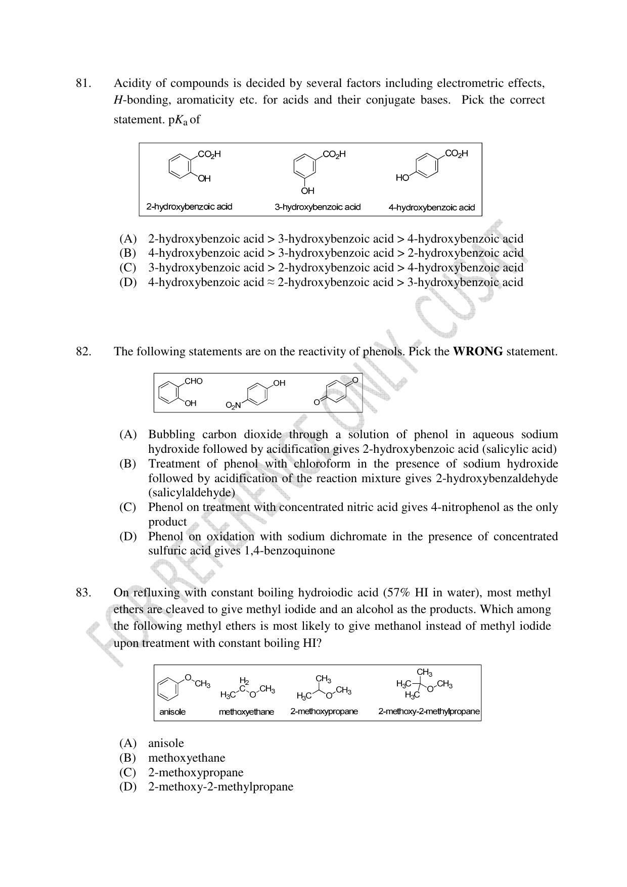 CUSAT CAT 2022 Test in Physics Chemistry and Mathematics (Shift 1) Question Paper - Page 17
