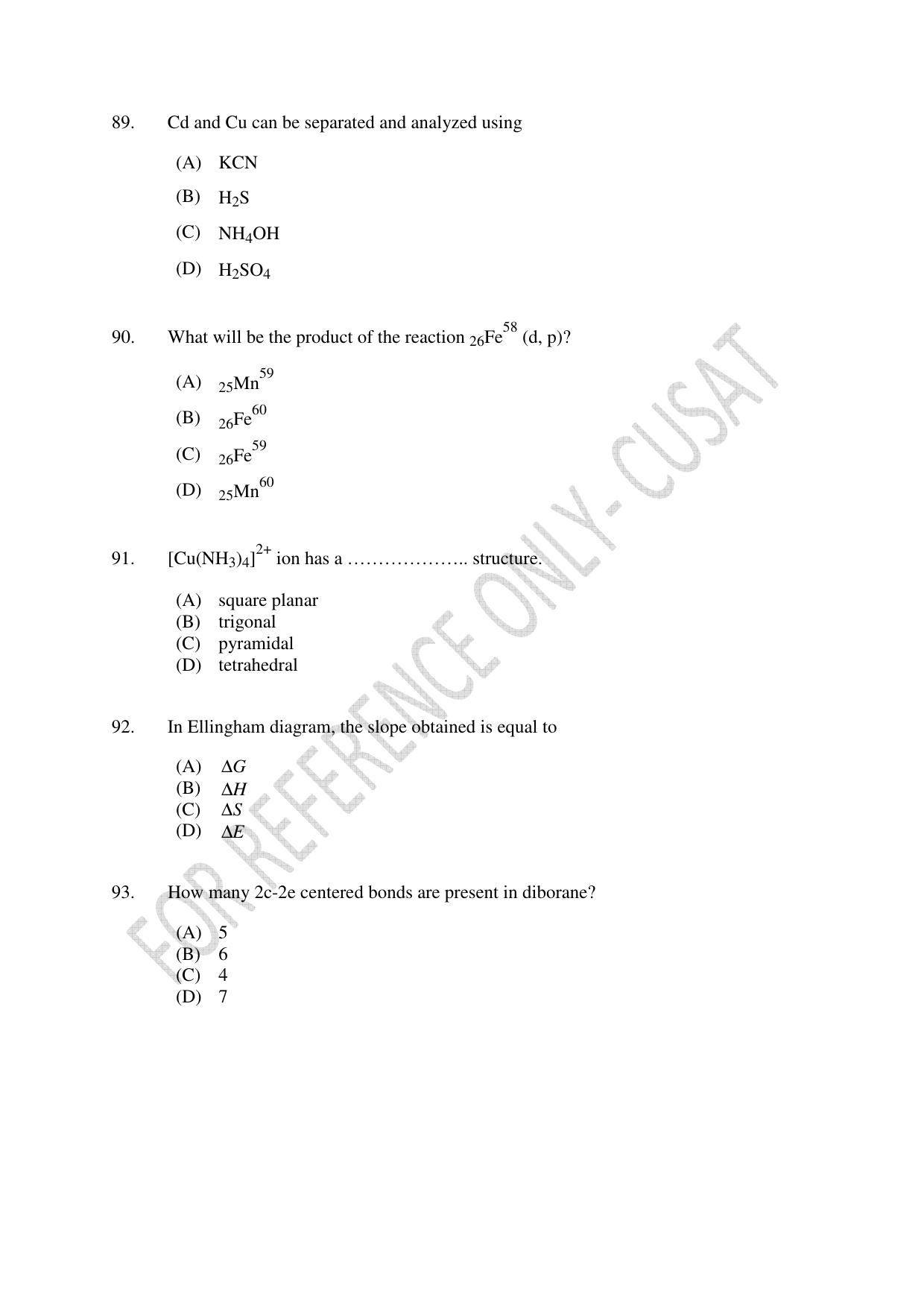 CUSAT CAT 2022 Test in Physics Chemistry and Mathematics (Shift 1) Question Paper - Page 19