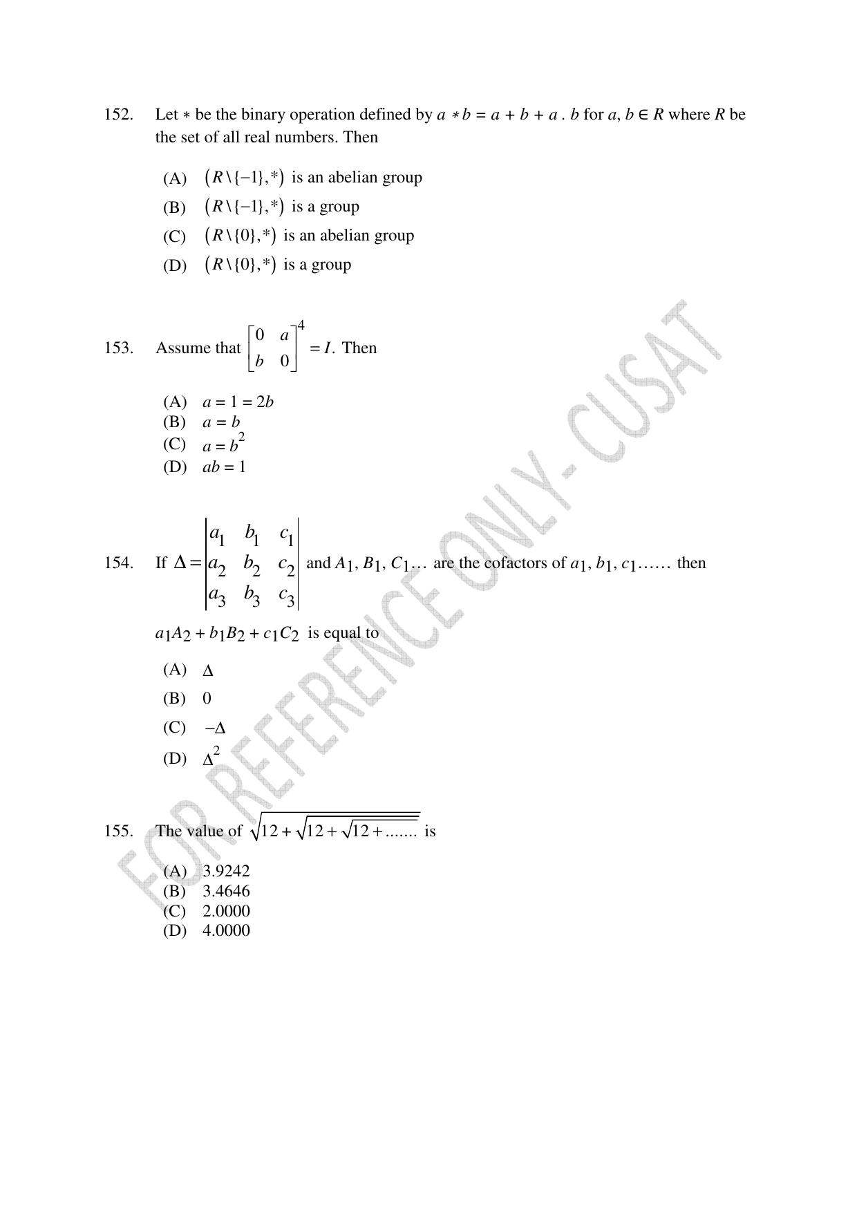 CUSAT CAT 2022 Test in Physics Chemistry and Mathematics (Shift 1) Question Paper - Page 33
