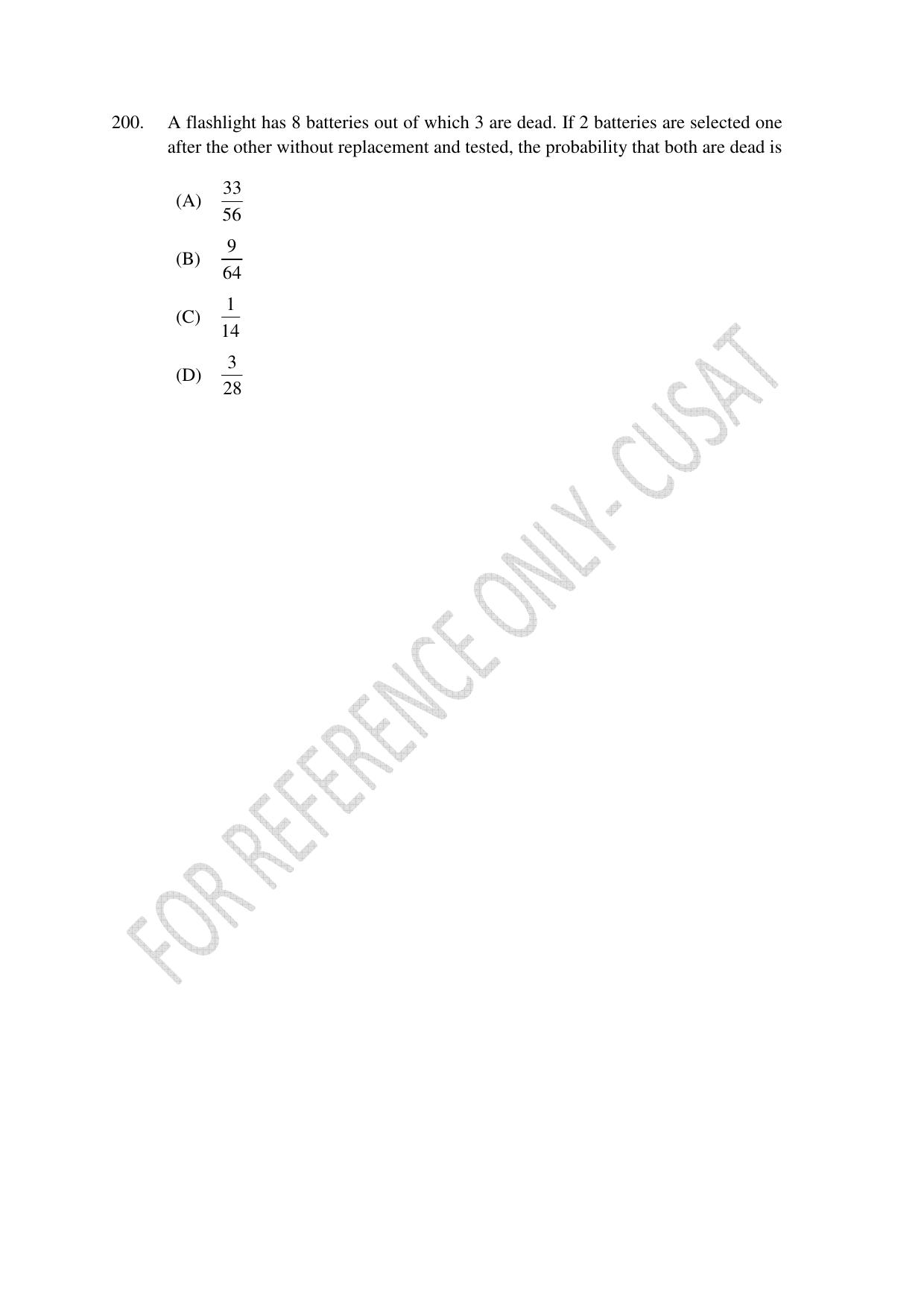 CUSAT CAT 2022 Test in Physics Chemistry and Mathematics (Shift 1) Question Paper - Page 46
