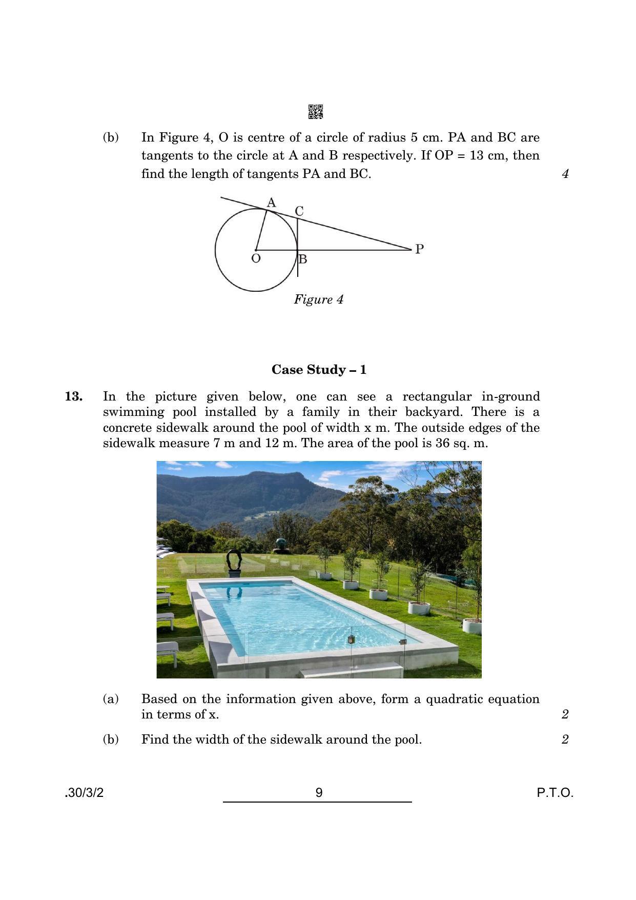 CBSE Class 10 Maths (30/3/2 - SET II) 2022 Question Paper - Page 9