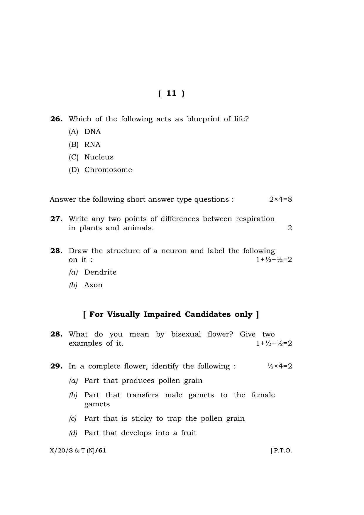 Meghalaya Board (MBOSE) Class 10 SCIENCE AND TECHNOLOGY ( New Course ) 2020 Question Paper - Page 11