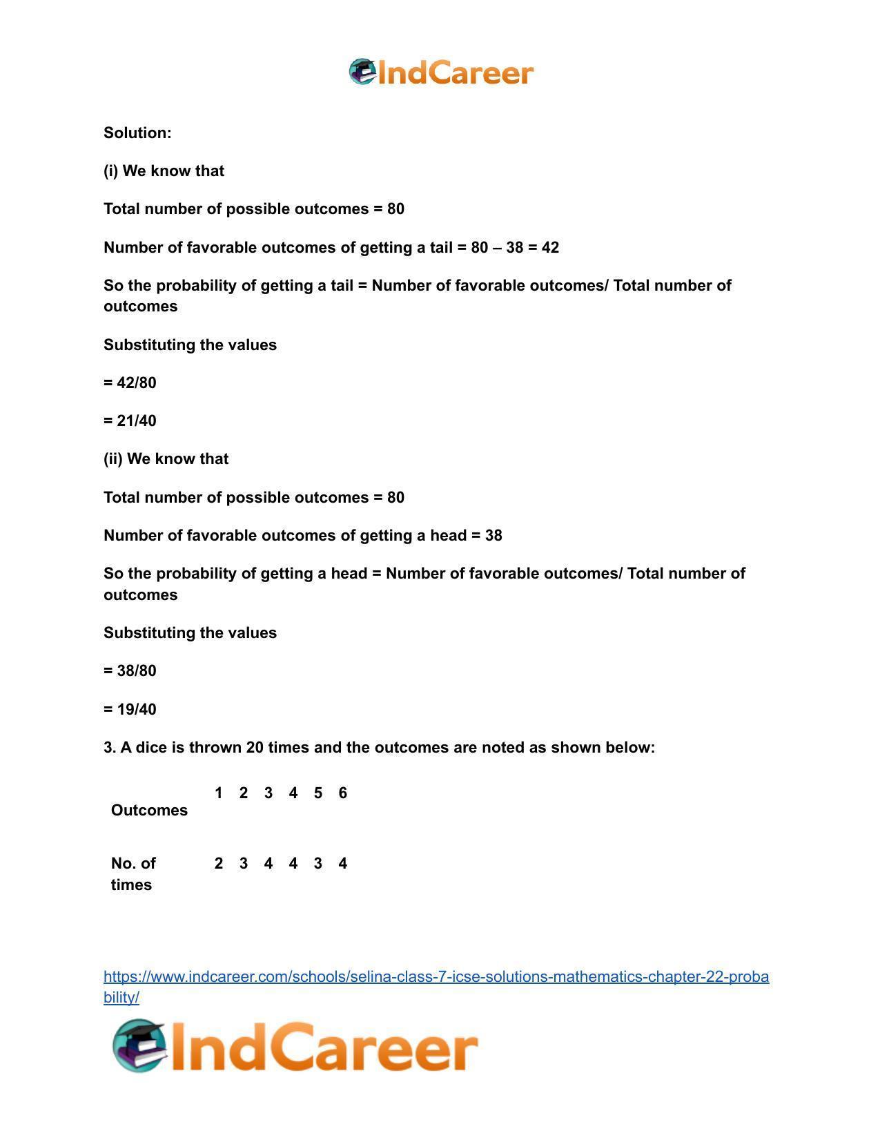Selina Class 7 ICSE Solutions Mathematics : Chapter 22- Probability - Page 3
