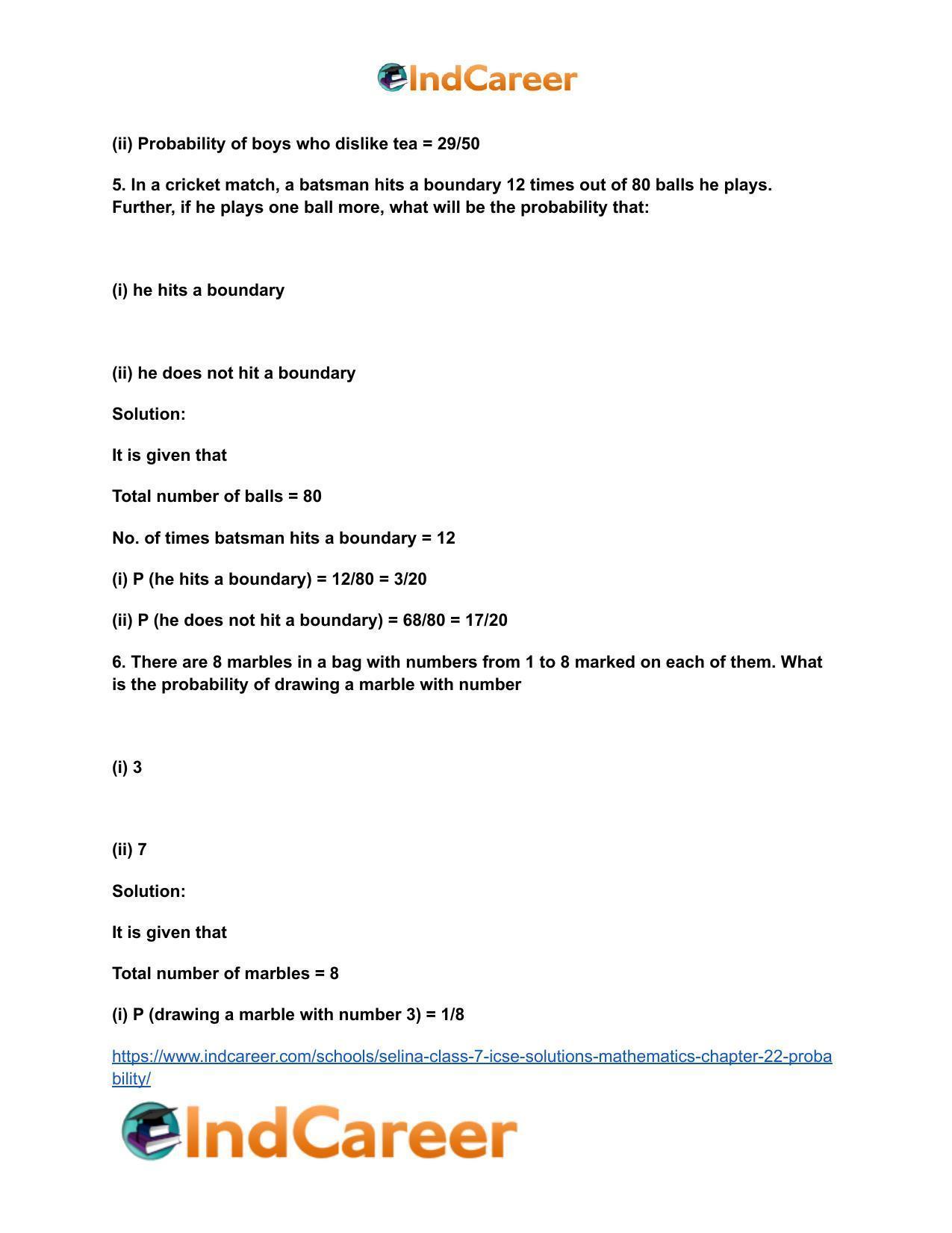 Selina Class 7 ICSE Solutions Mathematics : Chapter 22- Probability - Page 5