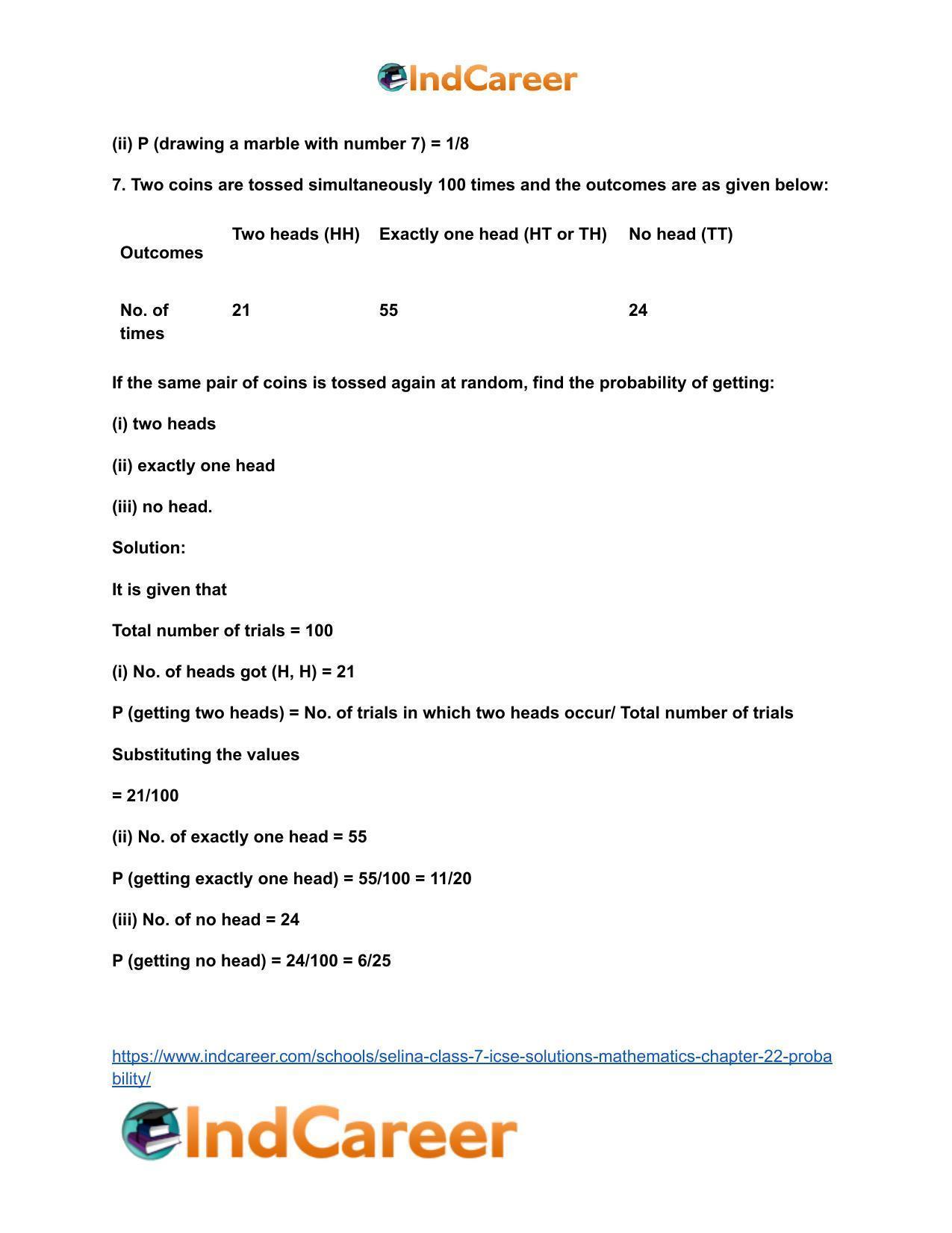 Selina Class 7 ICSE Solutions Mathematics : Chapter 22- Probability - Page 6