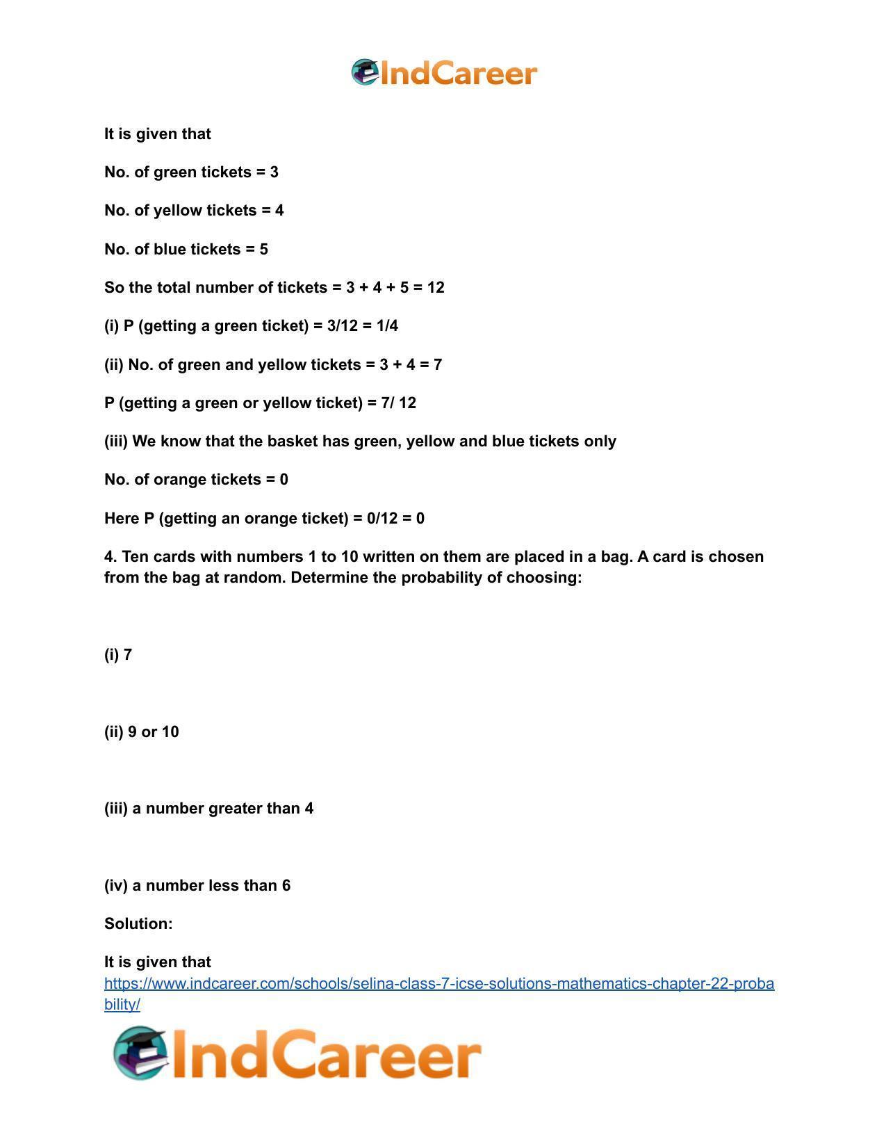 Selina Class 7 ICSE Solutions Mathematics : Chapter 22- Probability - Page 13