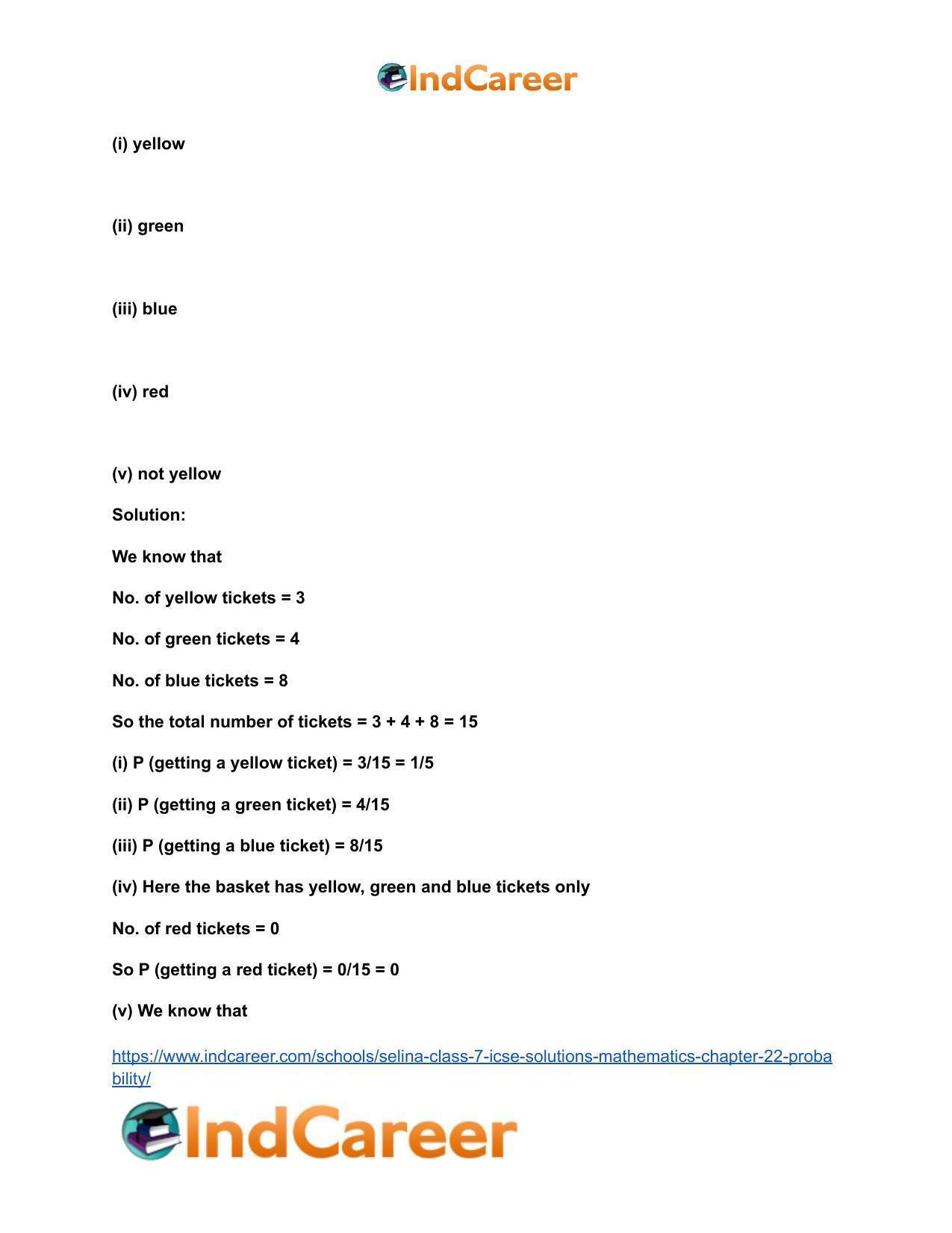Selina Class 7 ICSE Solutions Mathematics : Chapter 22- Probability - Page 15