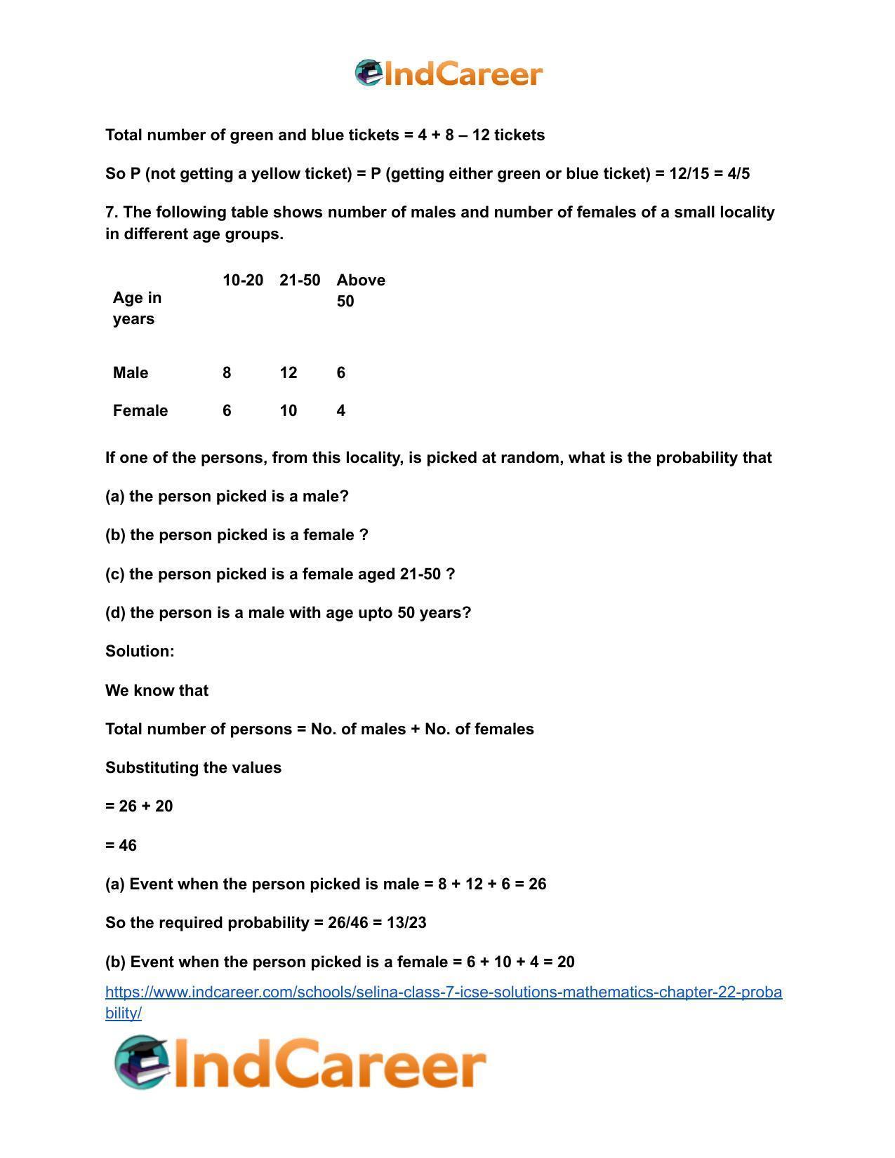 Selina Class 7 ICSE Solutions Mathematics : Chapter 22- Probability - Page 16