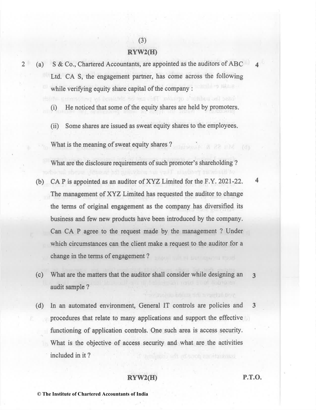 CA Inter Nov 2022 Question Paper - Paper 6 – Auditing and Assurance - Page 3