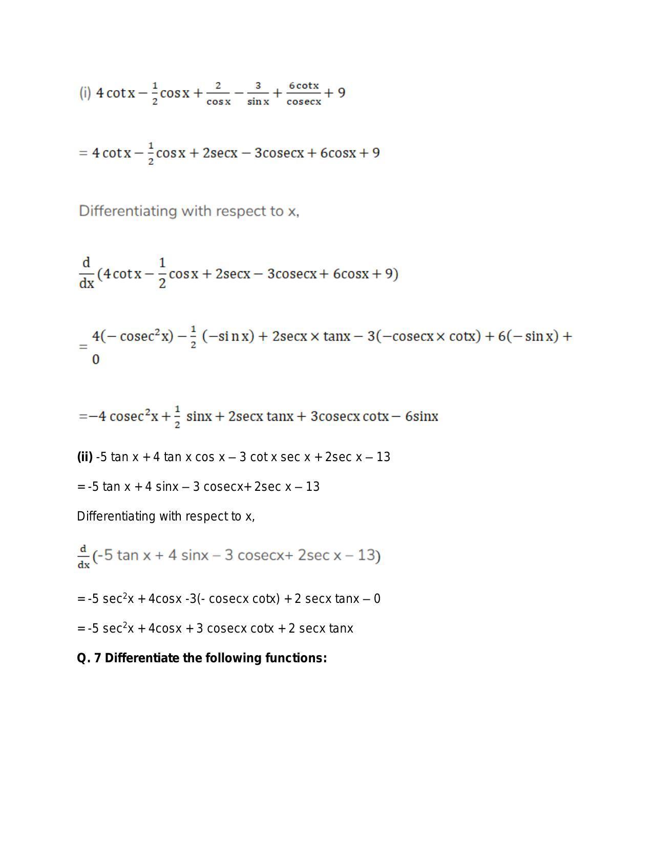 Chapter 28: Differentiation: RS Aggarwal Class 11 Solutions - Page 10