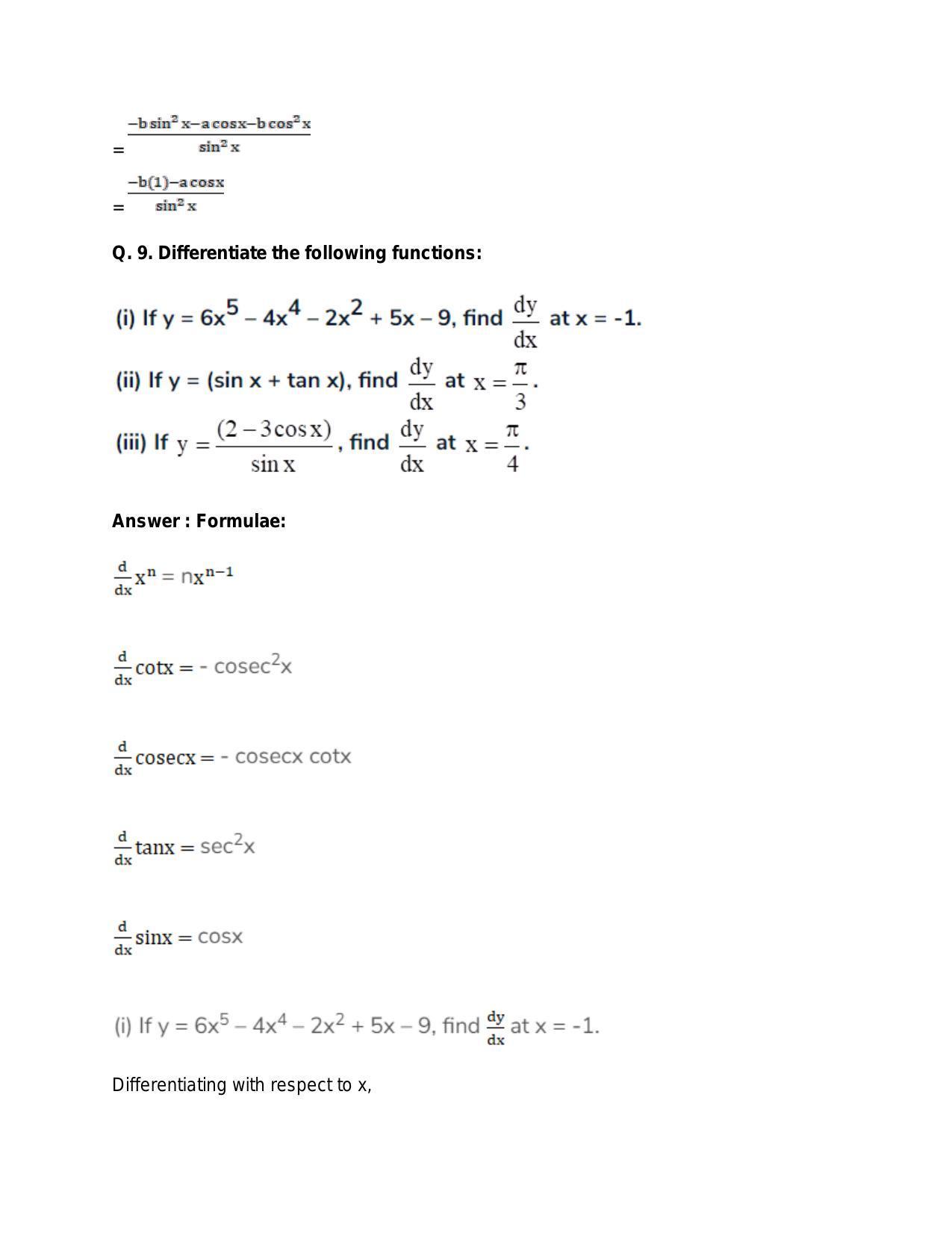 Chapter 28: Differentiation: RS Aggarwal Class 11 Solutions - Page 18