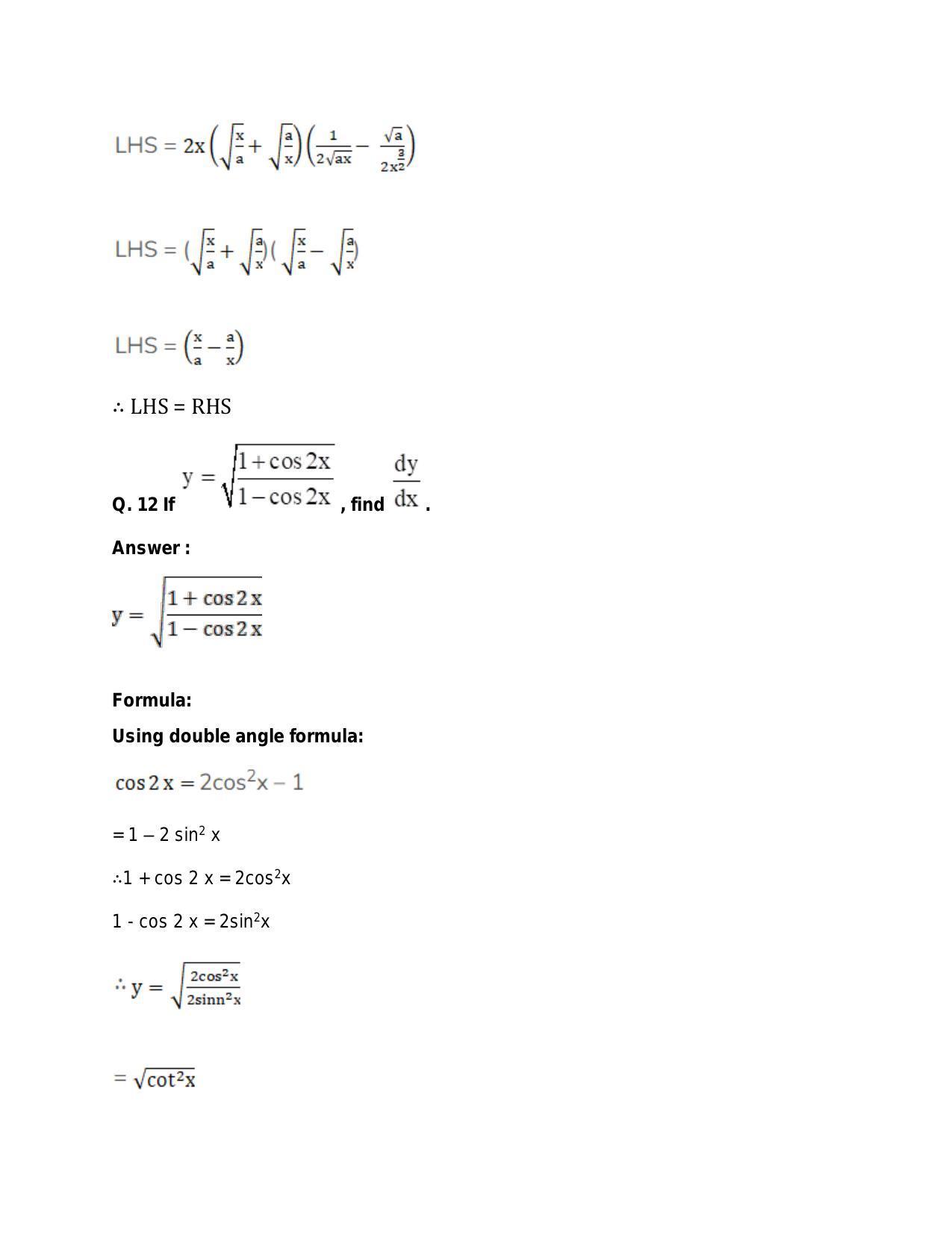 Chapter 28: Differentiation: RS Aggarwal Class 11 Solutions - Page 22