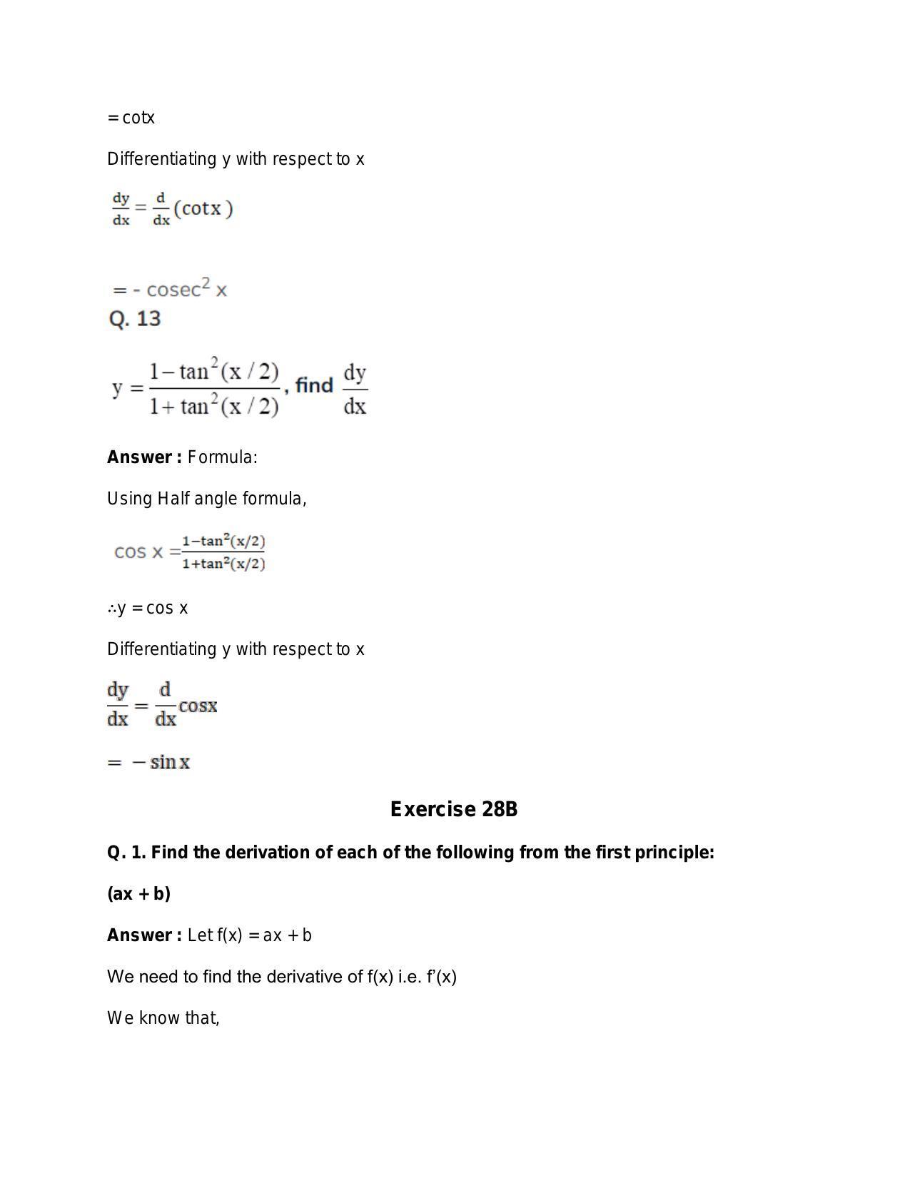 Chapter 28: Differentiation: RS Aggarwal Class 11 Solutions - Page 23